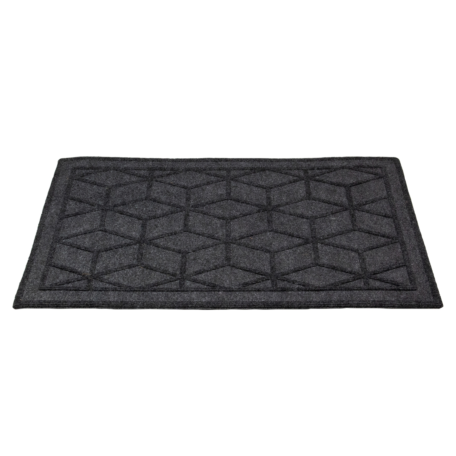 Tapis d'entrée rectangulaire à motif diamant gris, 18 x 30 po