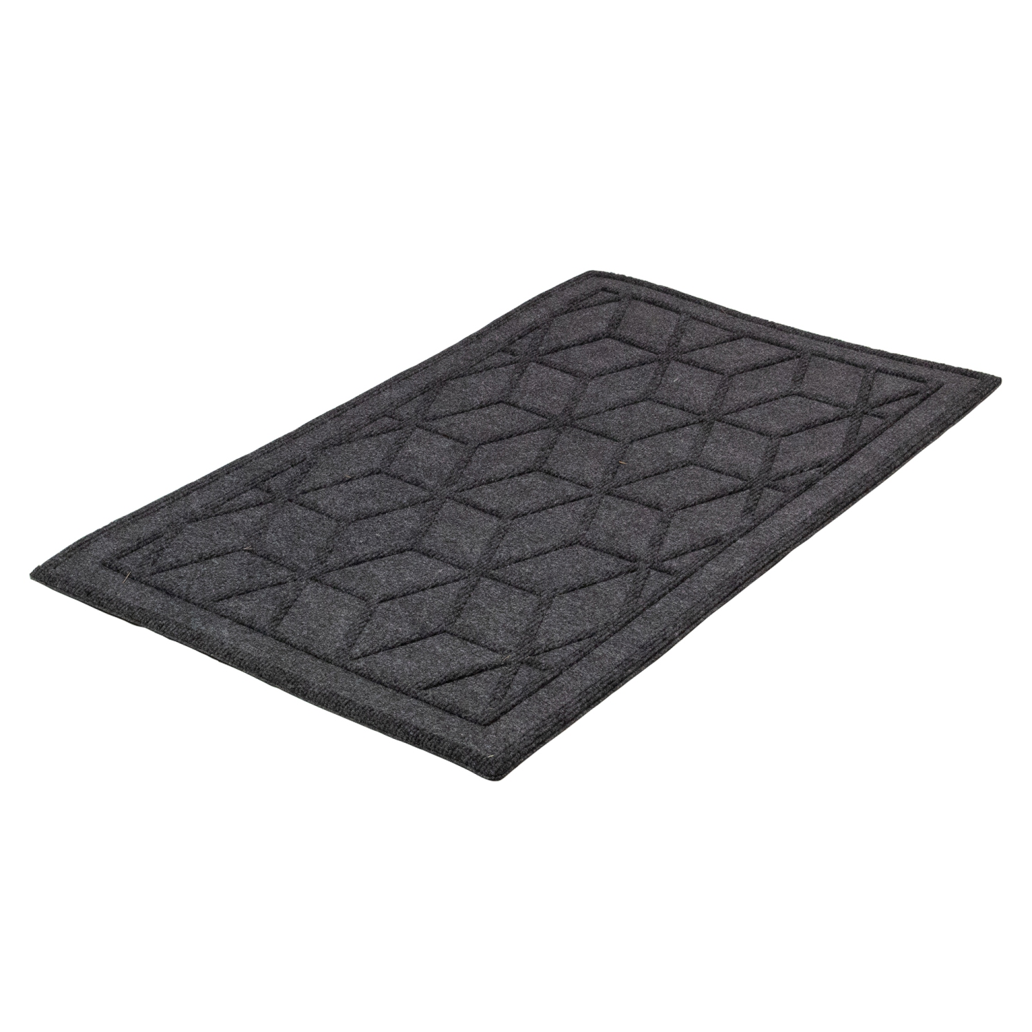 Tapis d'entrée rectangulaire à motif diamant gris, 18 x 30 po