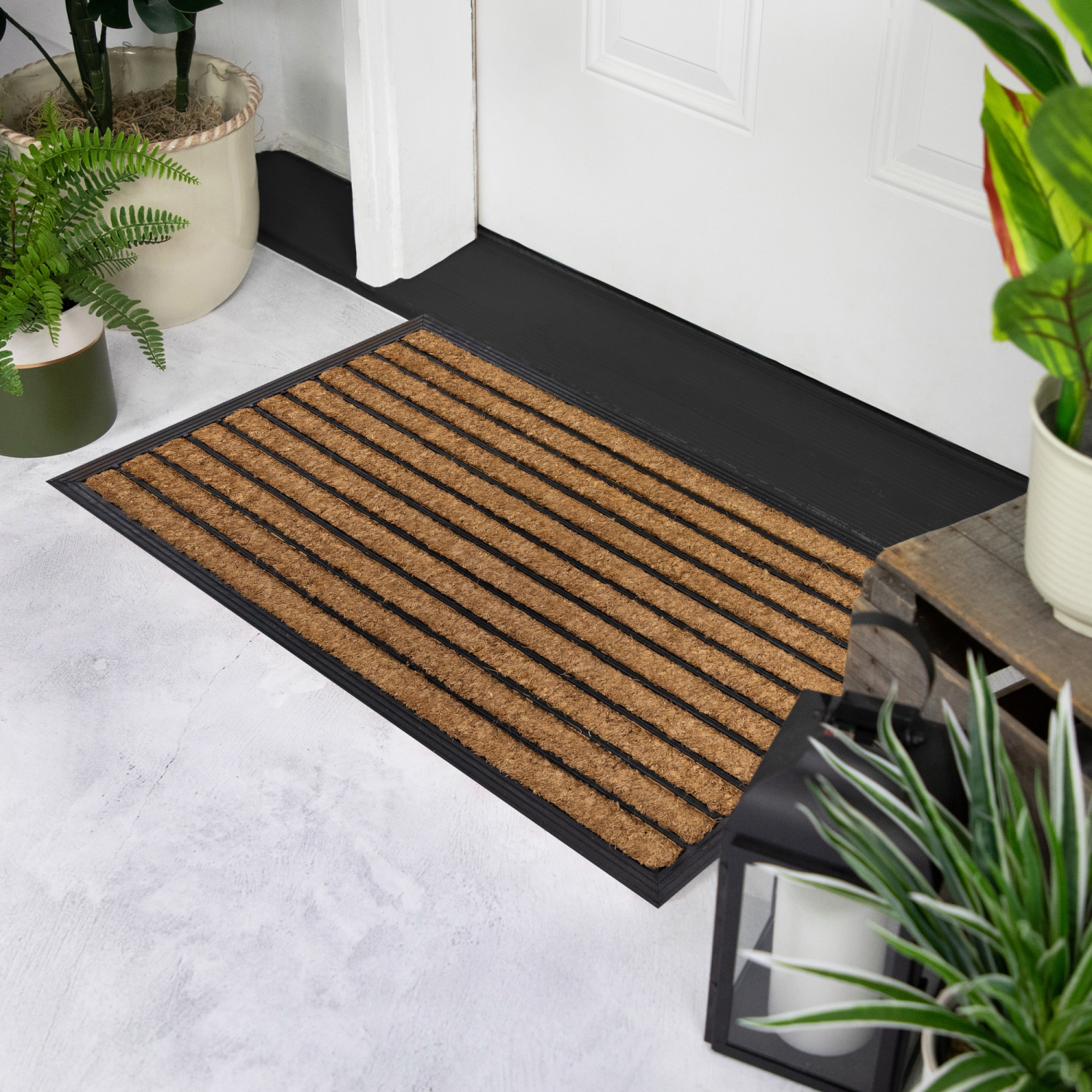 Striped Non-Skid Outdoor Rectangular Doormat 17.75" x 29.5"