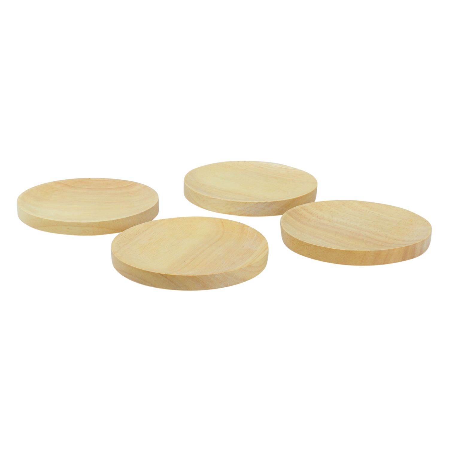 Set of 4 Wood Wine Appetizer Plates 4.5"