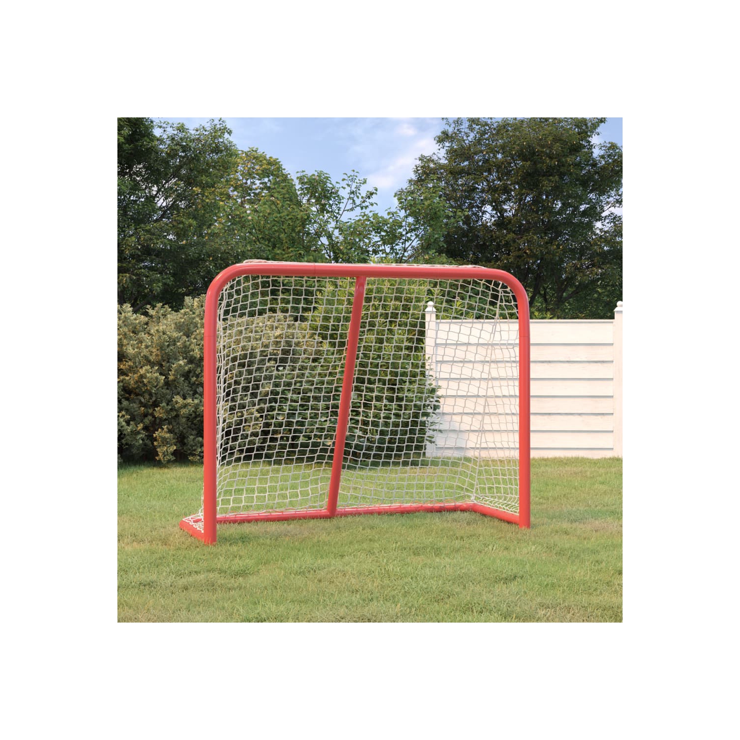 But de hockey en polyester rouge et blanc 183x71x122&nbsp;cm de vidaXL