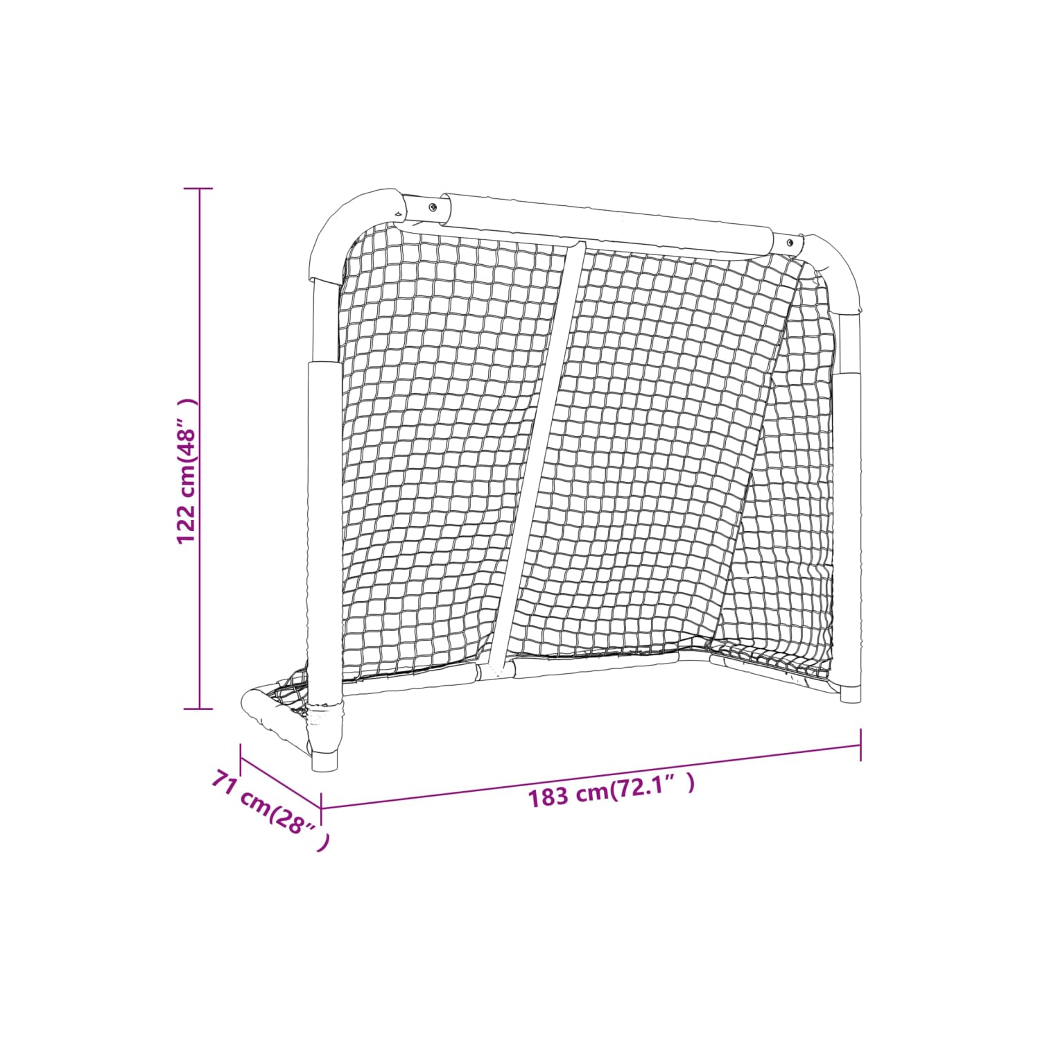 But de hockey en polyester rouge et blanc 183x71x122&nbsp;cm de vidaXL