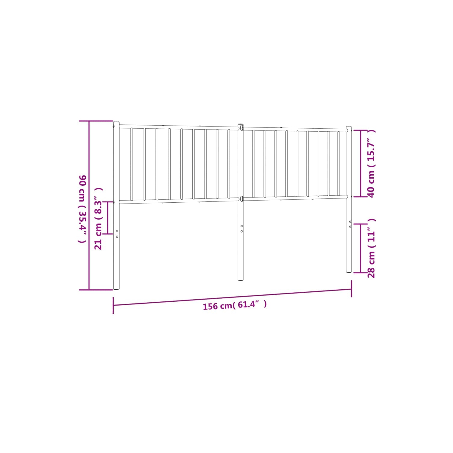 vidaXL Metal Replace Headboard Black 150 cm