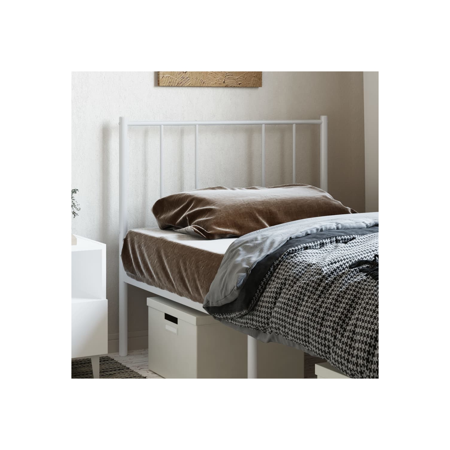 vidaXL Metal Replace Headboard White 100 cm
