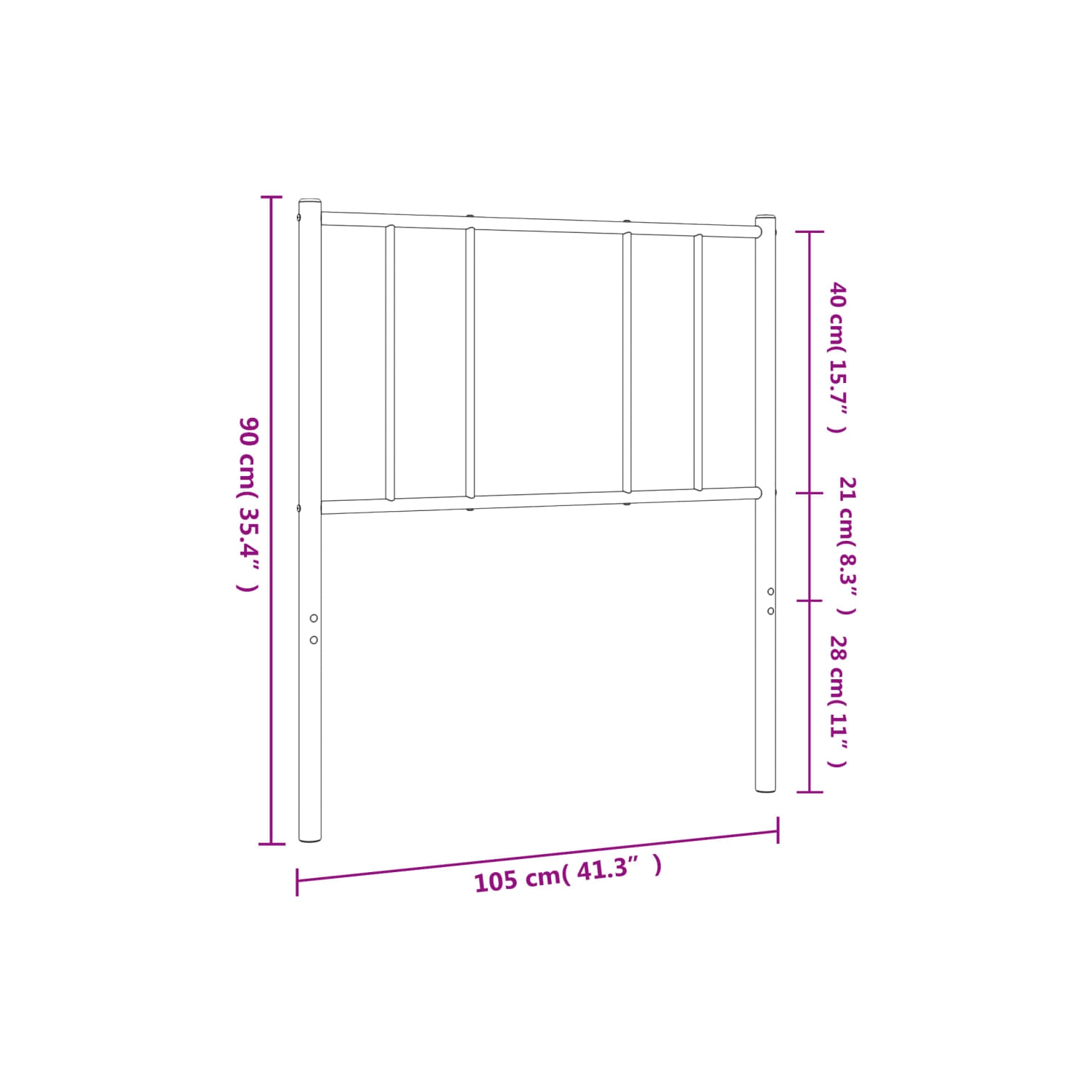 vidaXL Metal Replace Headboard White 100 cm