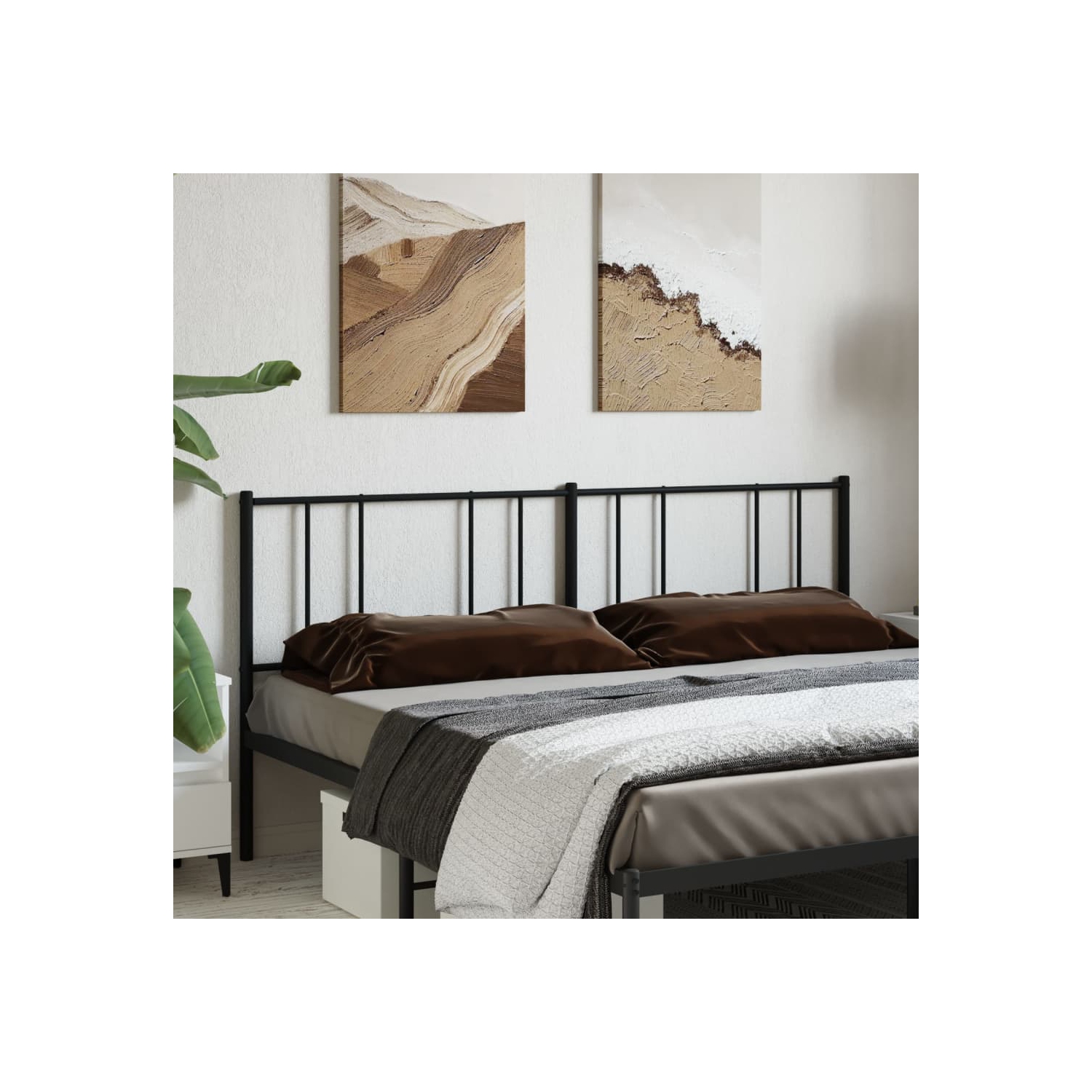 vidaXL Metal Replace Headboard Black 193 cm
