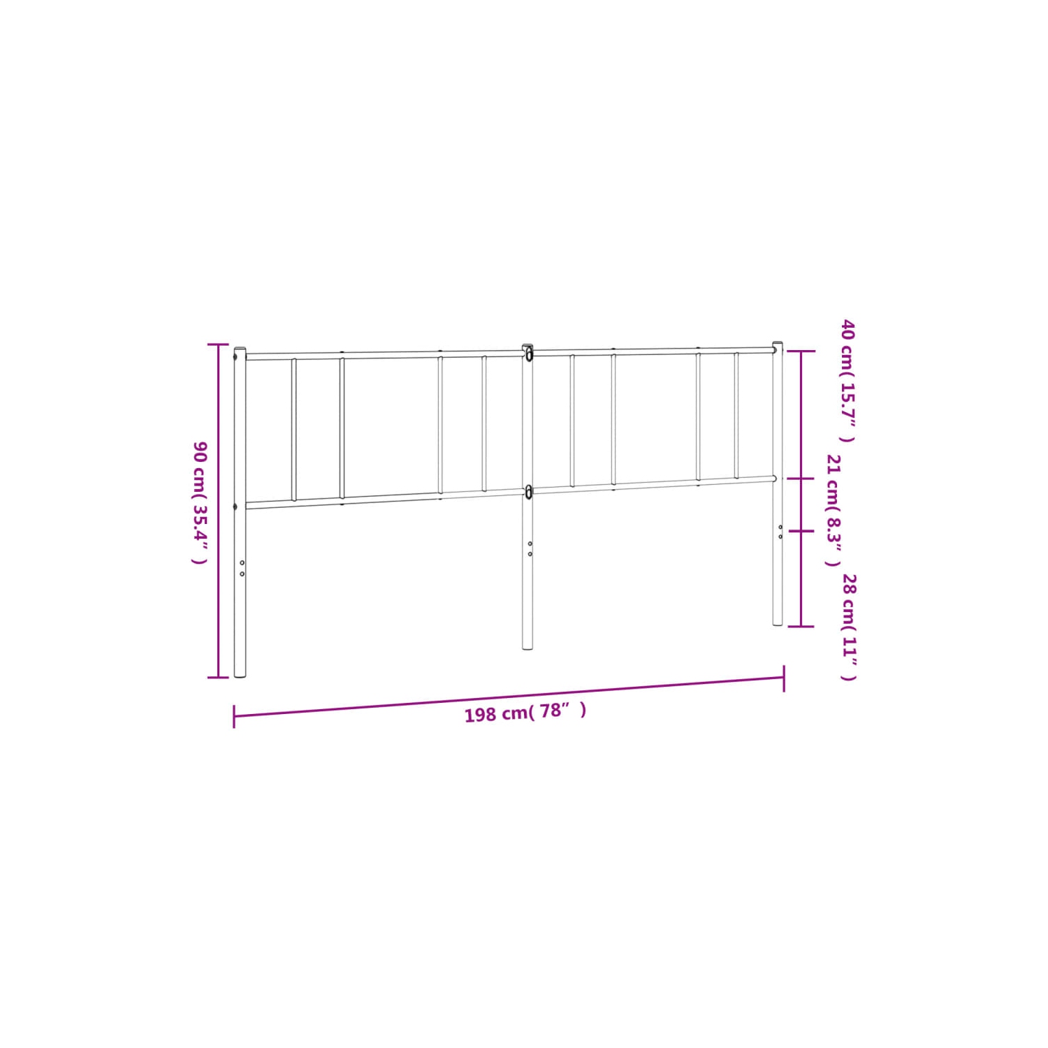 vidaXL Metal Replace Headboard Black 193 cm