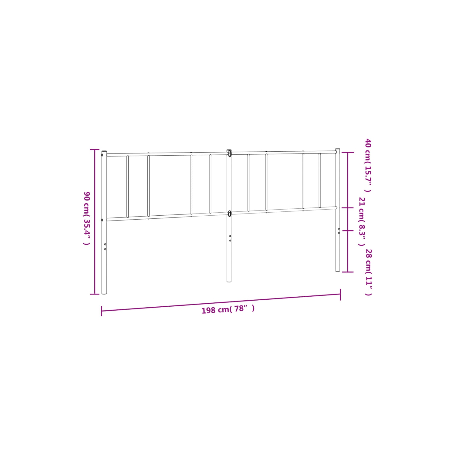 vidaXL Metal Replace Headboard White 193 cm