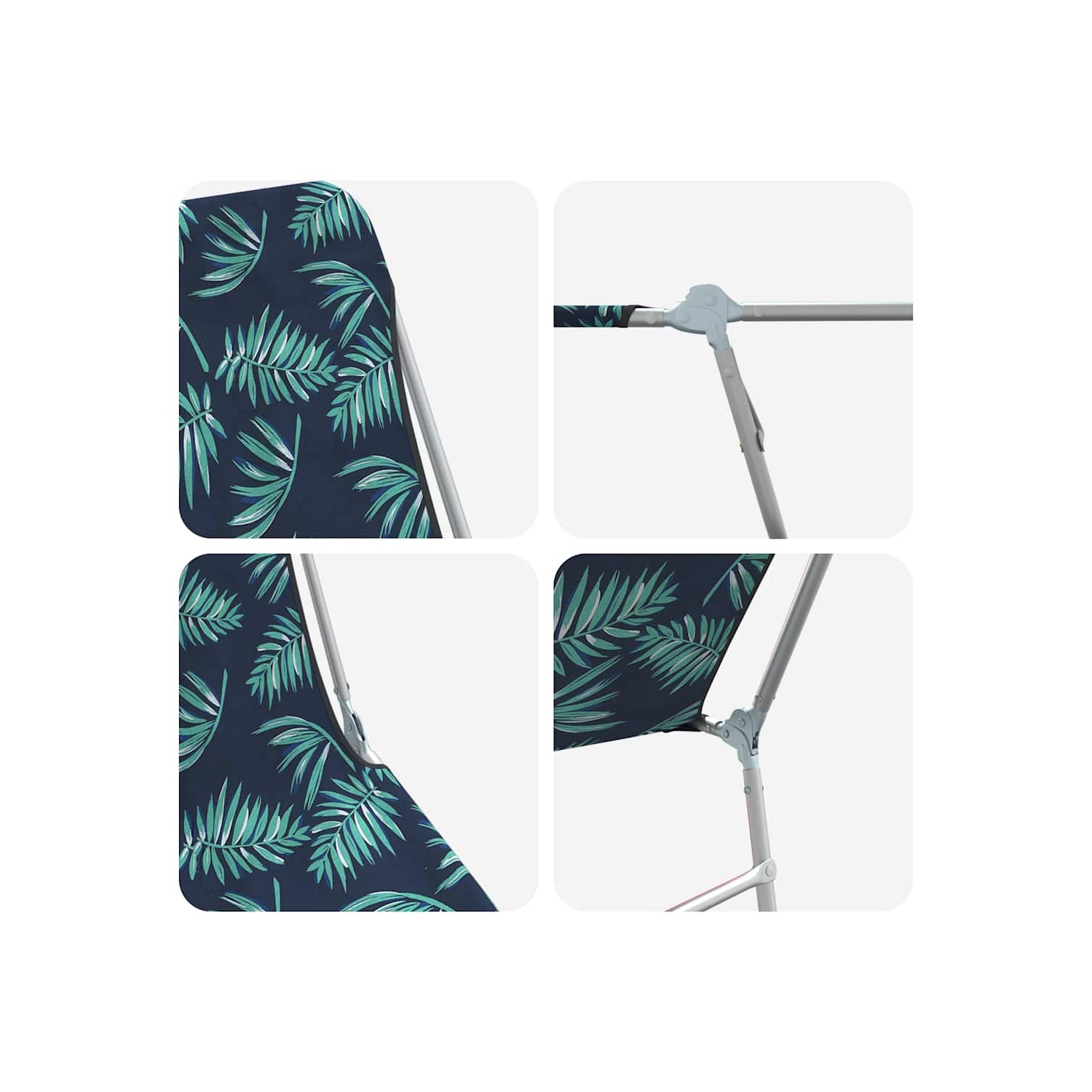 Pantoufles pliantes vidaXL 2 pièces en acier et en tissu à motif feuilles