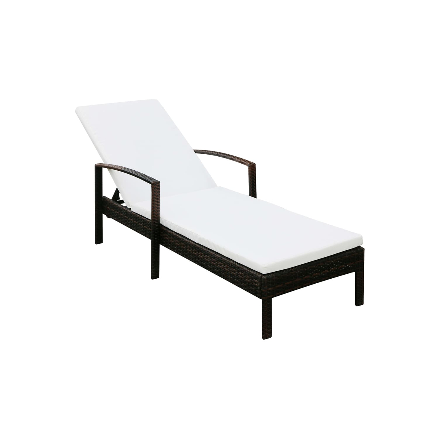 vidaXL Sun Lounger with Cushion Poly Rattan Brown