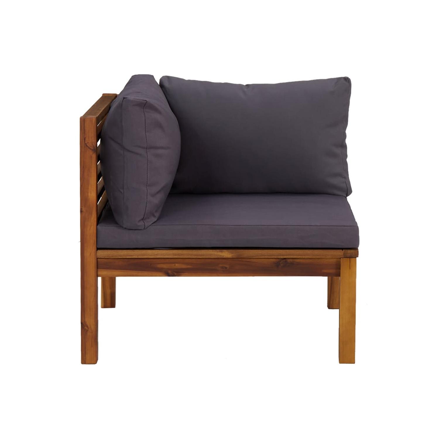 vidaXL Corner Sofas 2 pcs with Dark Grey Cushions Solid Acacia Wood