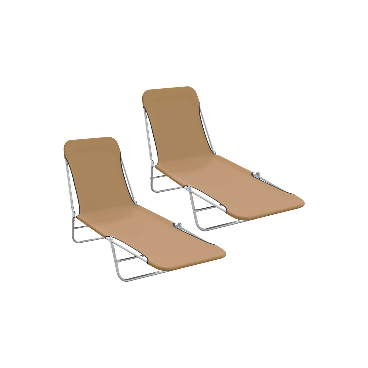 2 chaises longues pliantes vidaXL acier et tissu taupe