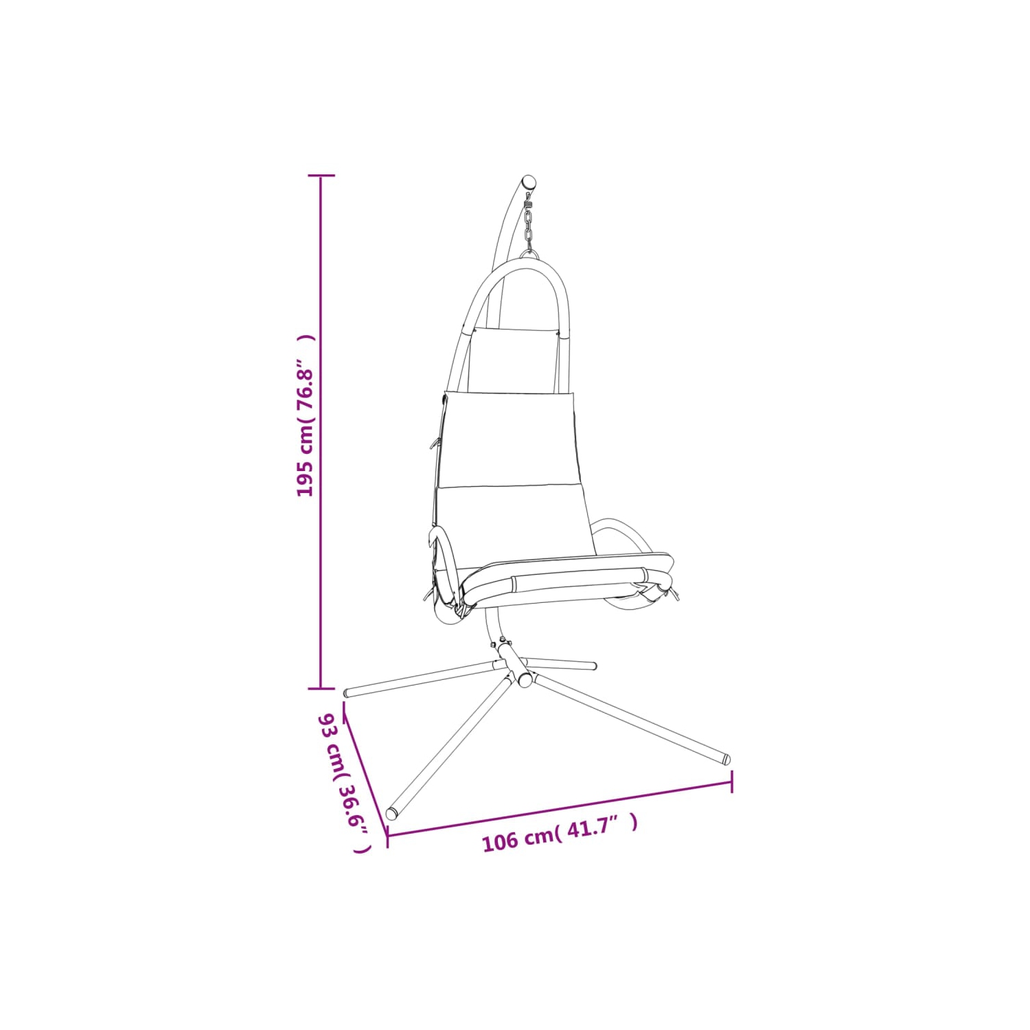 vidaXL Garden Swing Chair with Cushion Dark Grey Oxford Fabric&Steel