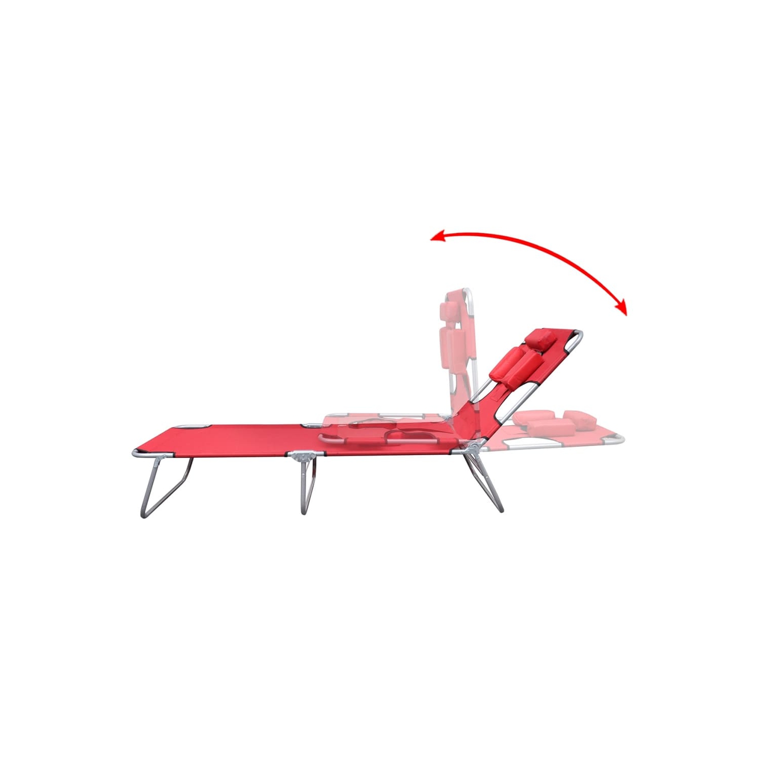 vidaXL Folding Sun Lounger with Head Cushion Powder-coated Steel Red