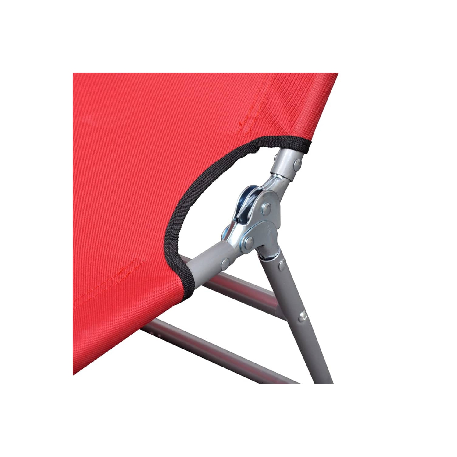 vidaXL Folding Sun Lounger with Head Cushion Powder-coated Steel Red