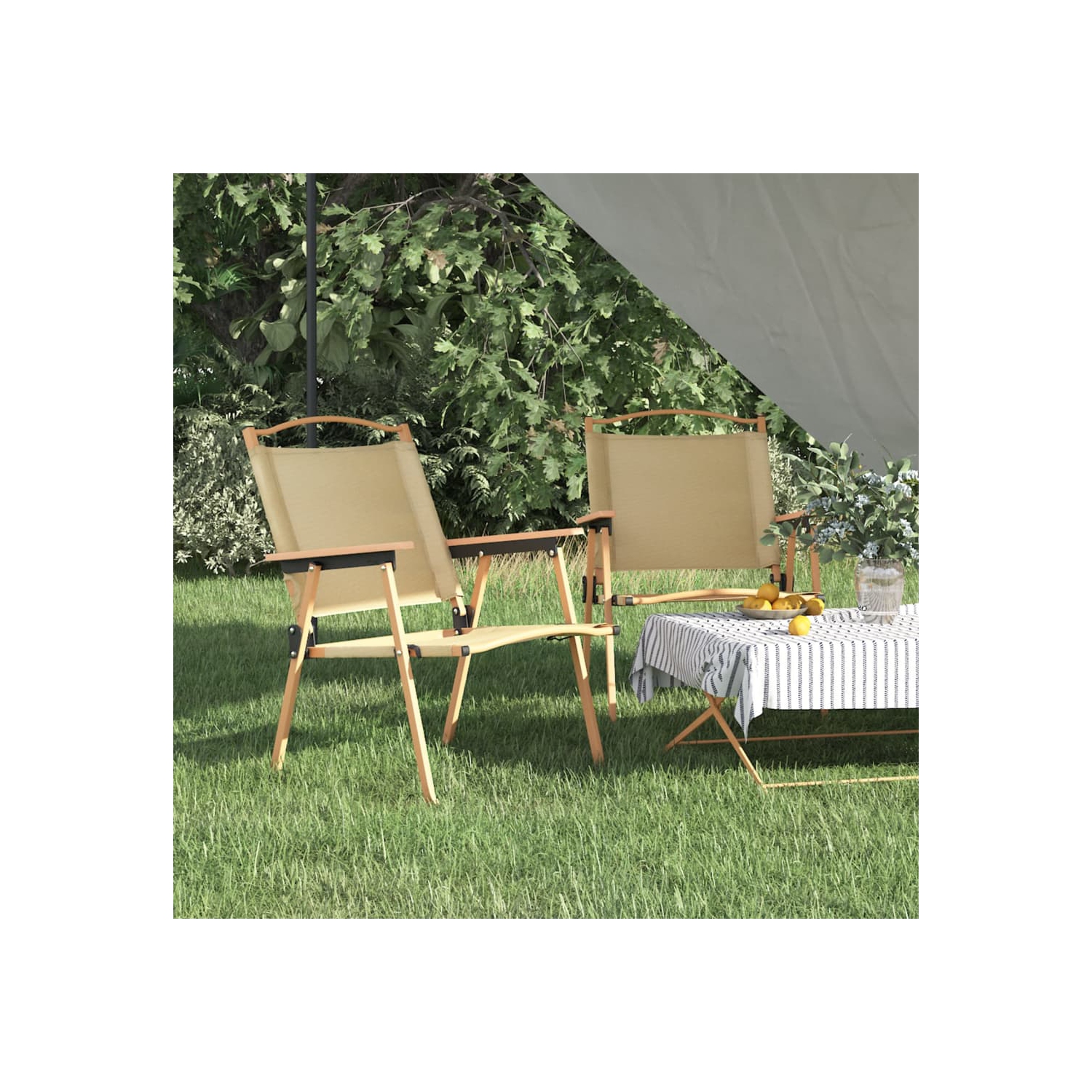 Chaises de camping 2 pièces beige 54 x 55 x 78 cm Oxford