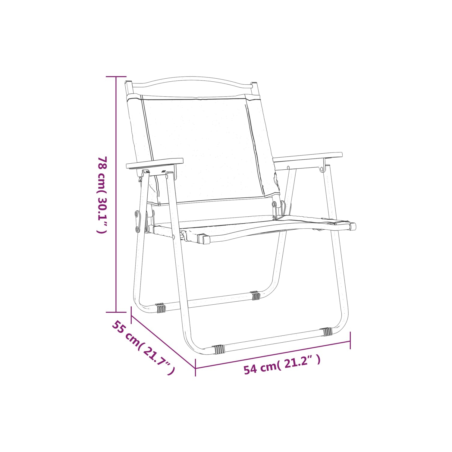 Chaises de camping 2 pièces beige 54 x 55 x 78 cm Oxford