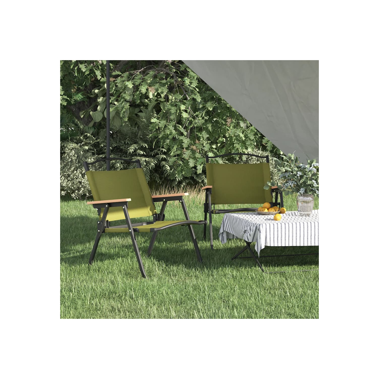 vidaXL Camping Chairs 2 pcs Green 54x43x59cm Oxford Fabric