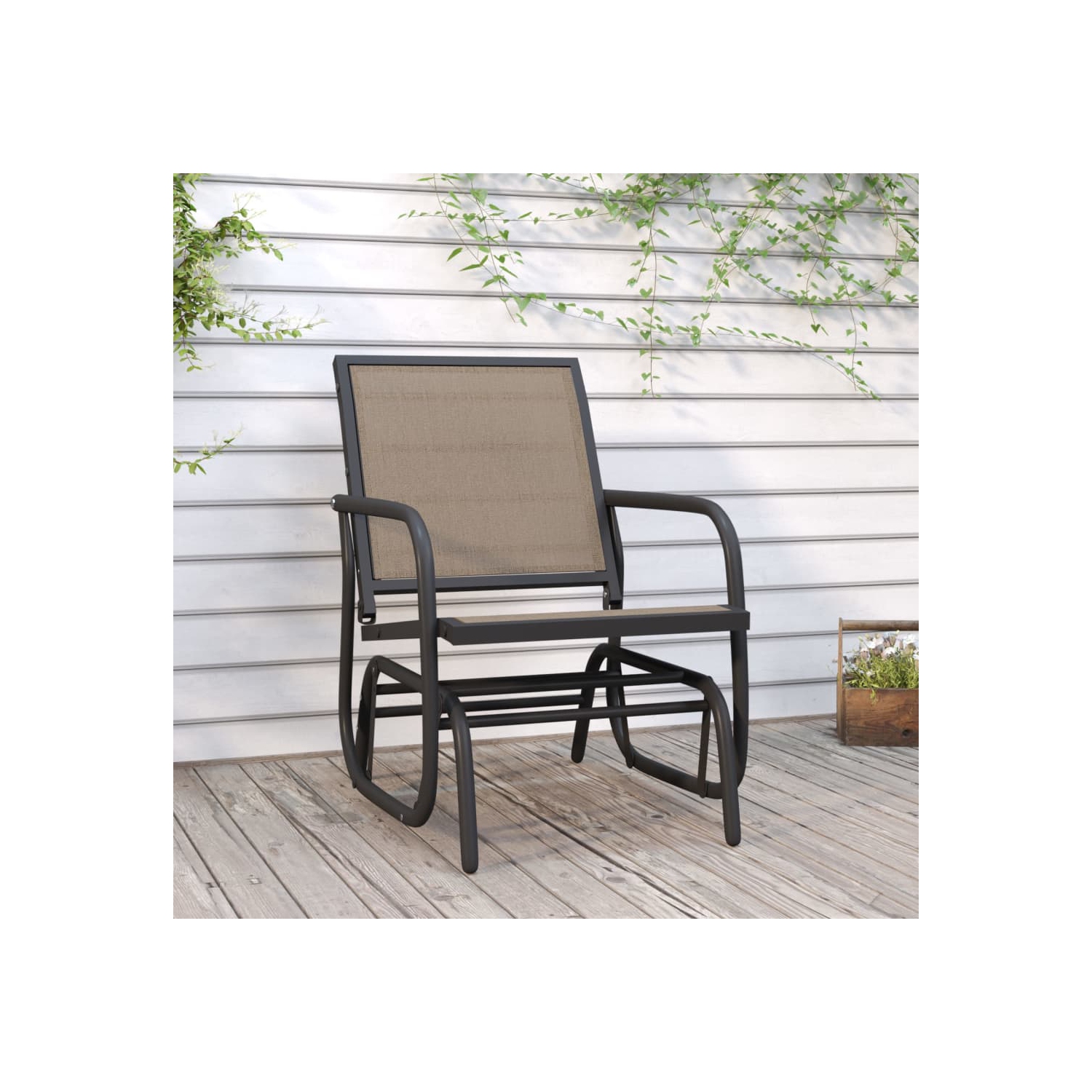 Fauteuil coulissant de jardin de vidaXL, brun, 61x76x87&nbsp;cm, textilène et acier