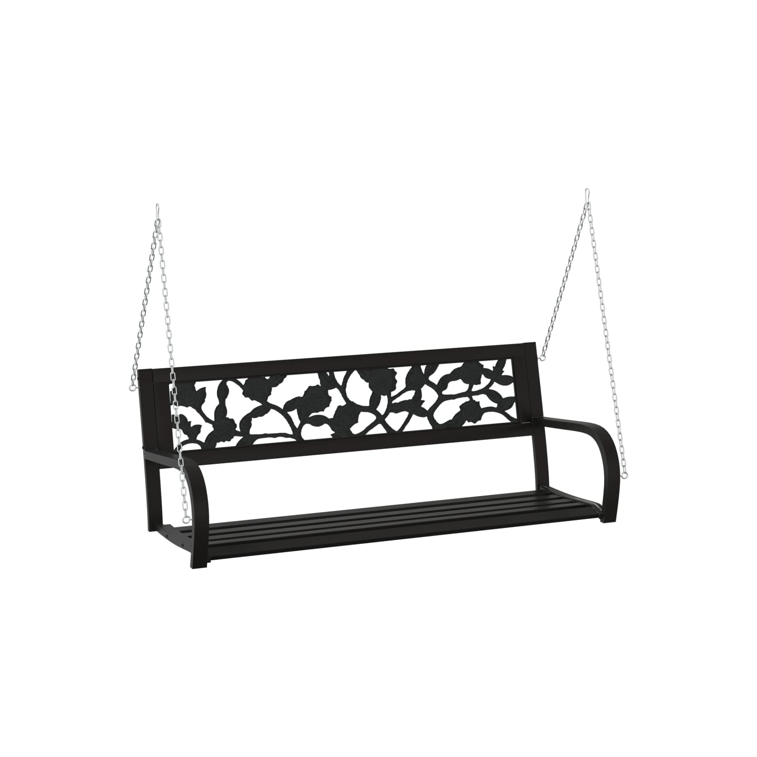 Banc d'exercice pour le jardin en acier 125&nbsp;cm et en plastique noir