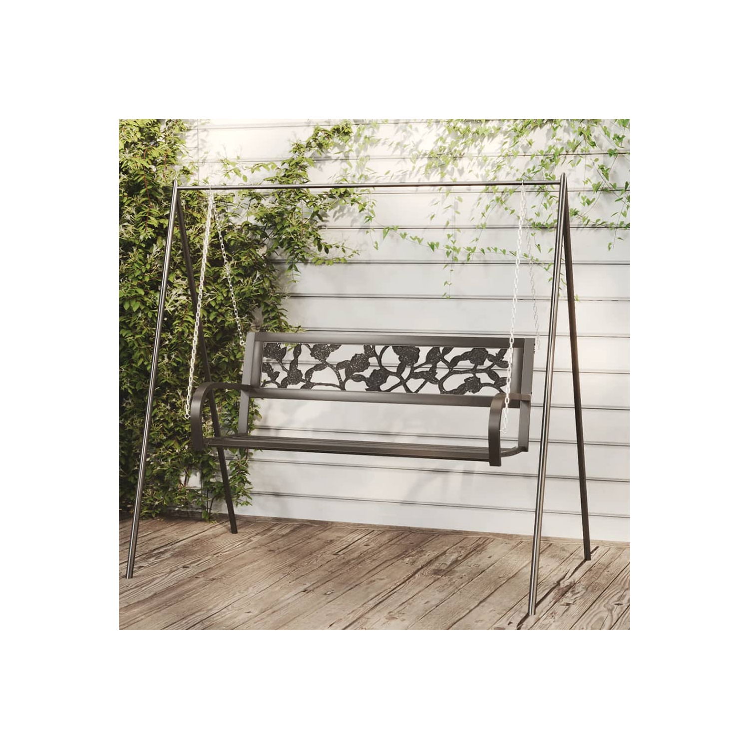Banc d'exercice pour le jardin en acier 125&nbsp;cm et en plastique noir