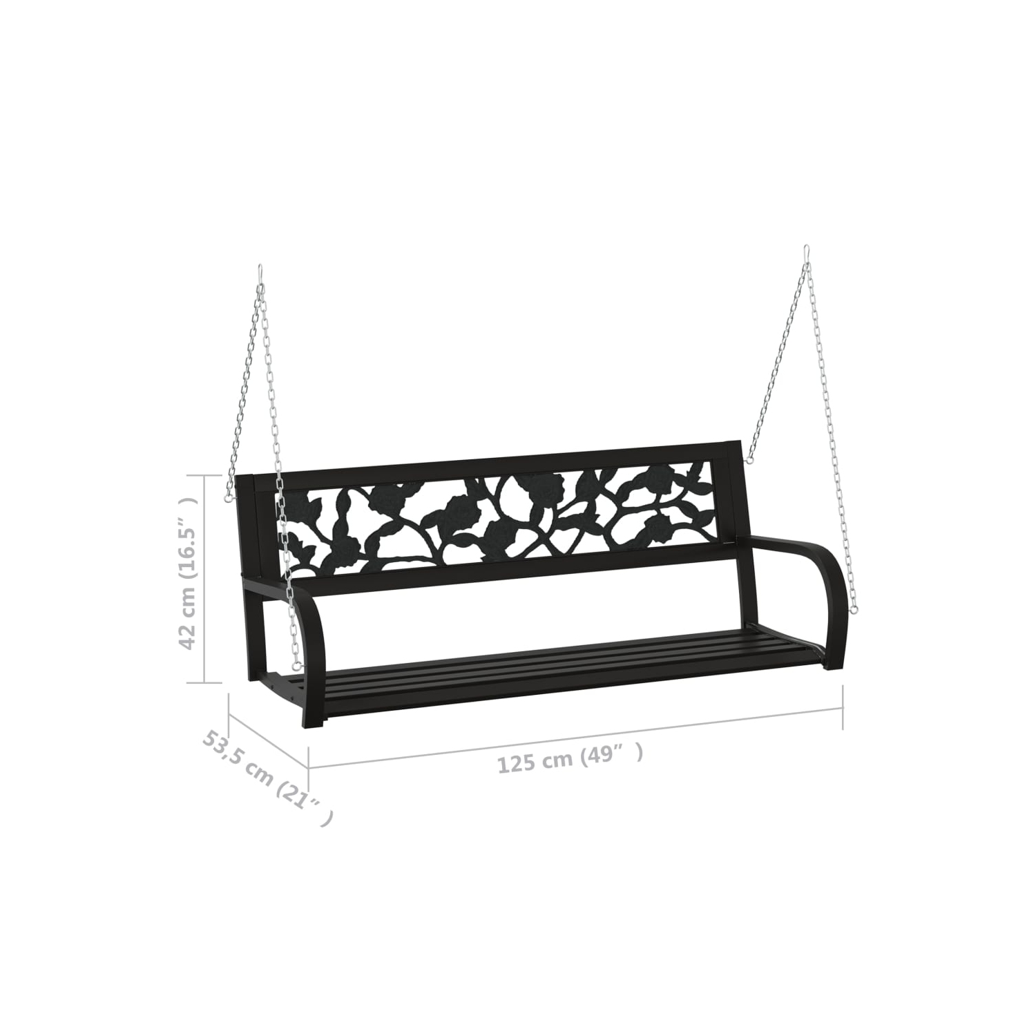 Banc d'exercice pour le jardin en acier 125&nbsp;cm et en plastique noir