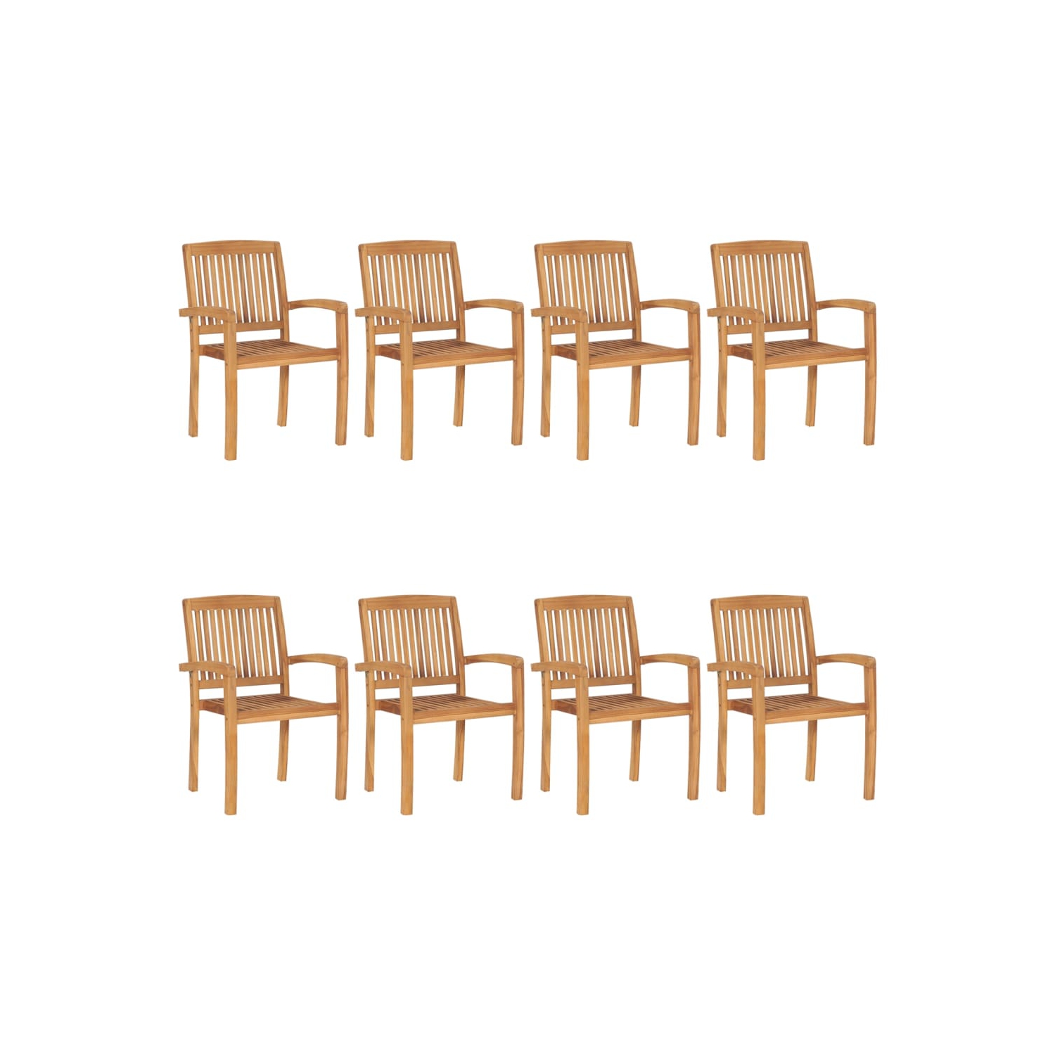 vidaXL Stacking Garden Chairs 8 pcs Solid Teak Wood