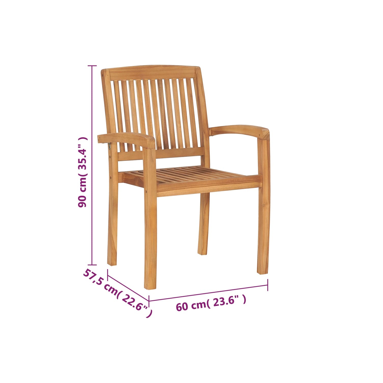vidaXL Stacking Garden Chairs 8 pcs Solid Teak Wood