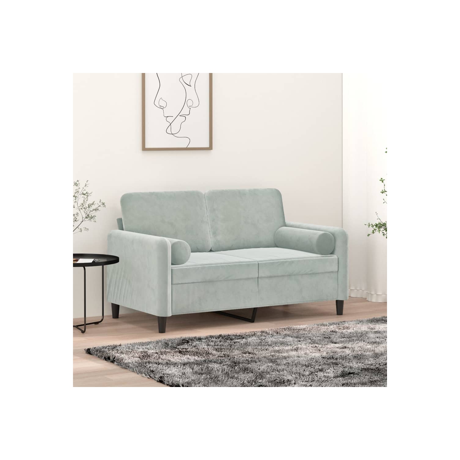 vidaXL Throw Pillows 2 pcs Light Grey Ø15x50 cm Velvet