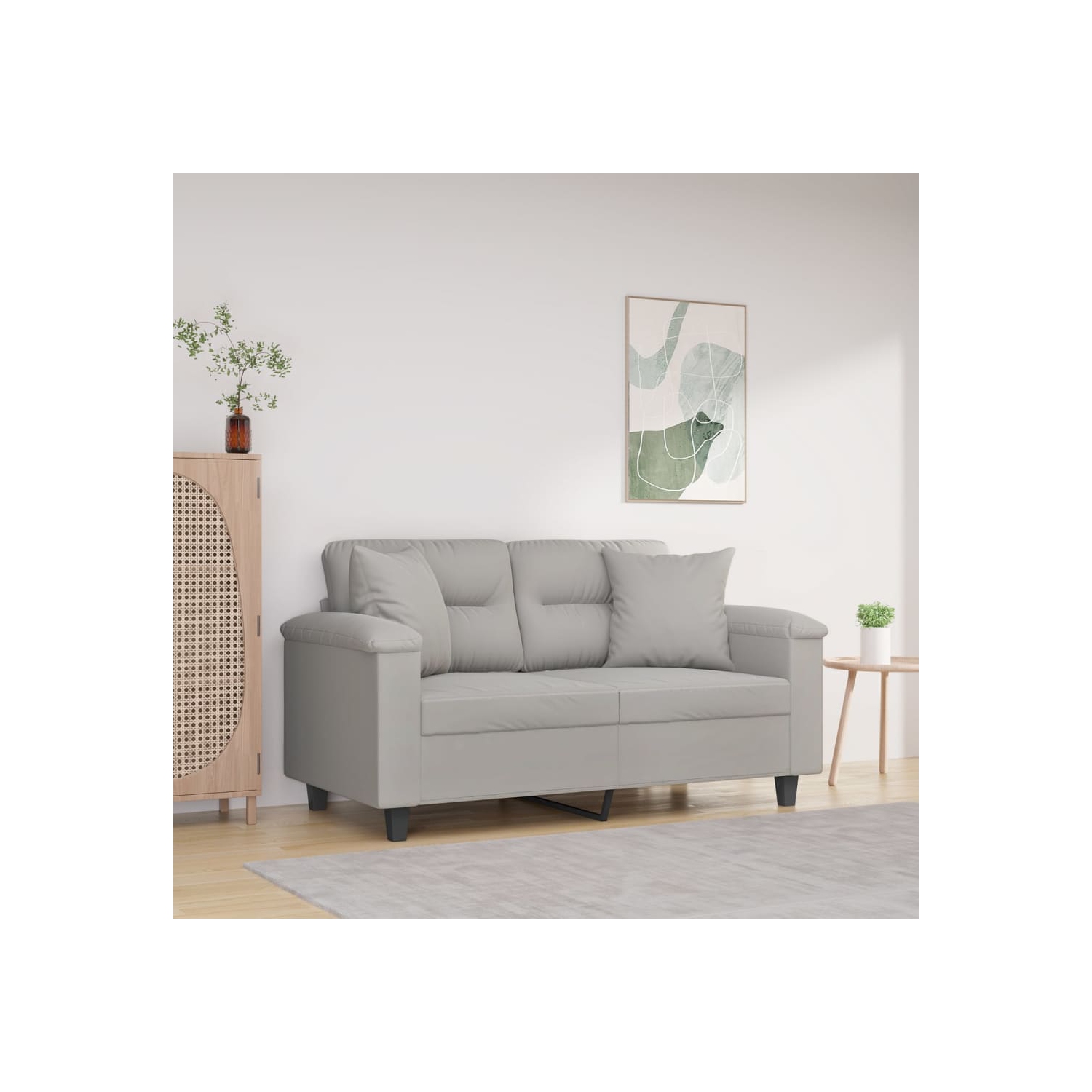 vidaXL Throw Pillows 2 pcs Light Grey 40x40 cm Microfibre Fabric