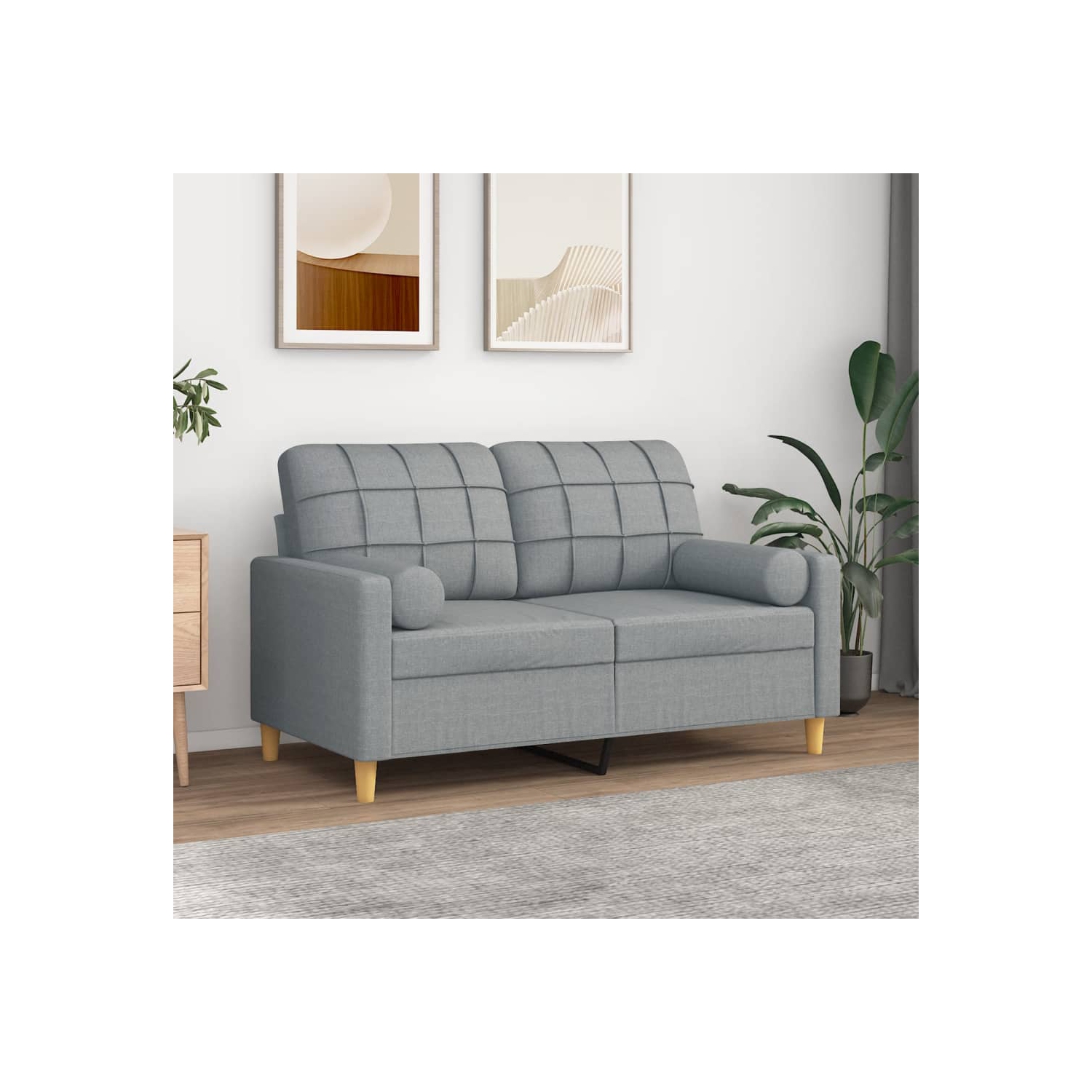 vidaXL Throw Pillows 2 pcs Light Grey Ø15x50 cm Fabric