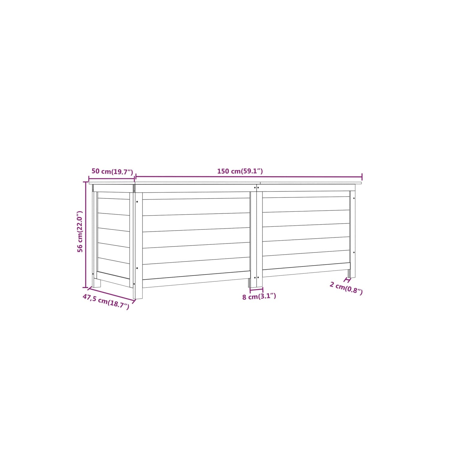 vidaXL Outdoor Cushion Box Anthracite 150x50x56 cm Solid Wood Fir