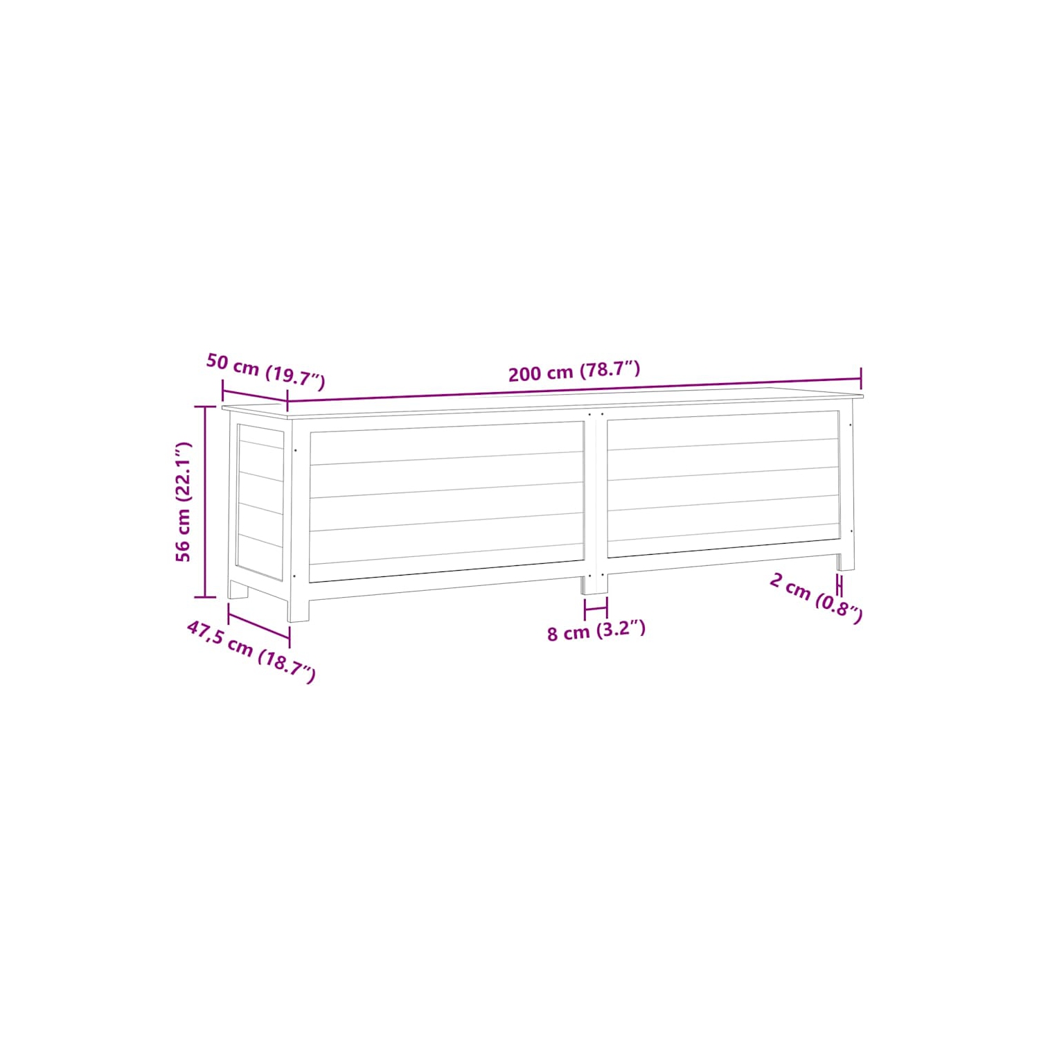 vidaXL Outdoor Cushion Box Brown 200x50x56 cm Solid Wood Fir