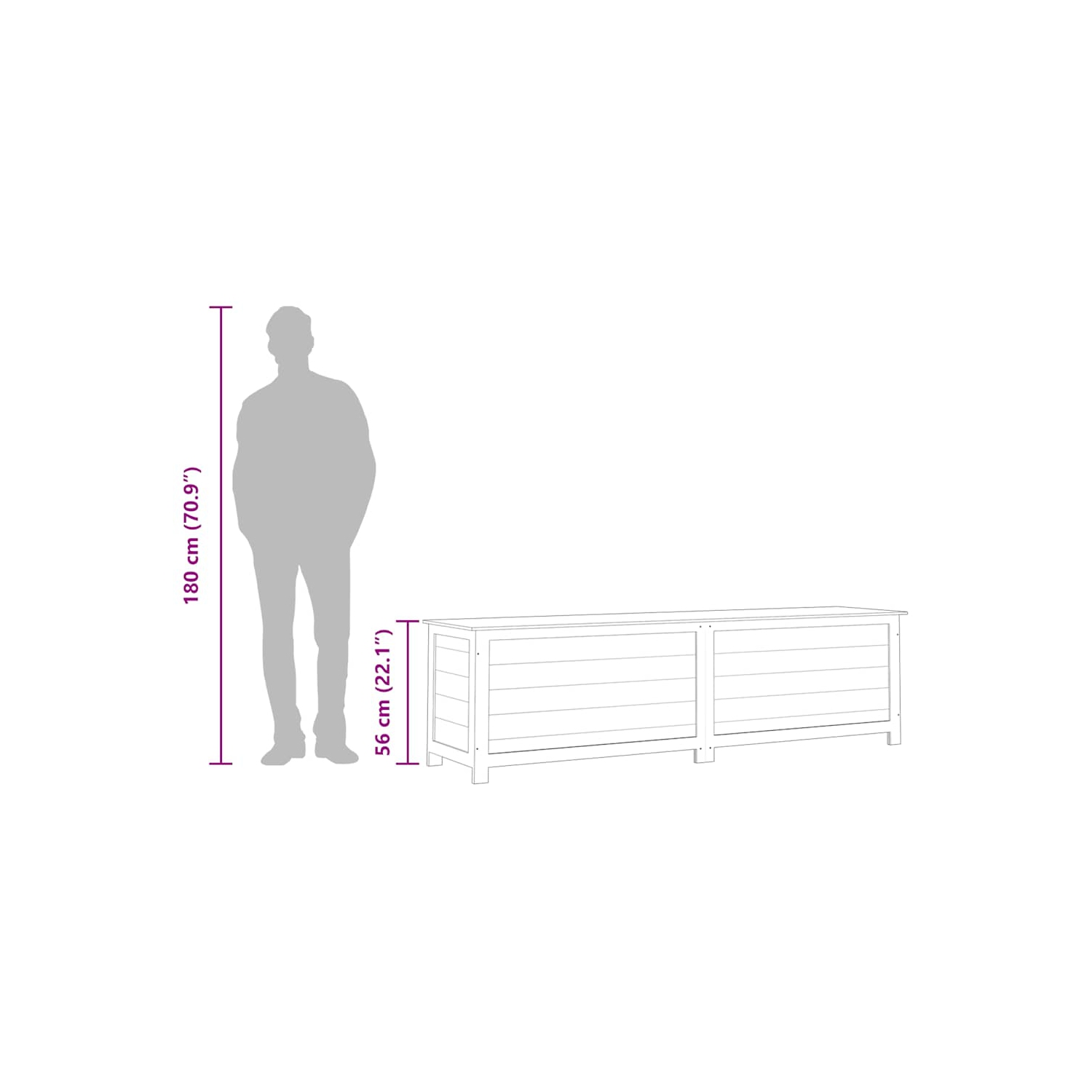 vidaXL Outdoor Cushion Box Brown 200x50x56 cm Solid Wood Fir