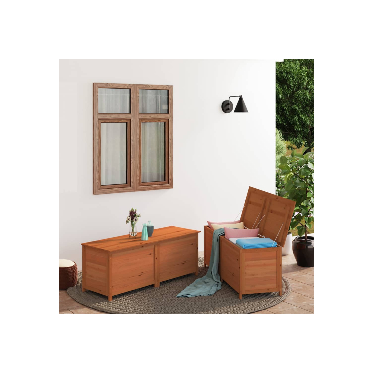 vidaXL Outdoor Cushion Box Brown 150x50x56 cm Solid Wood Fir
