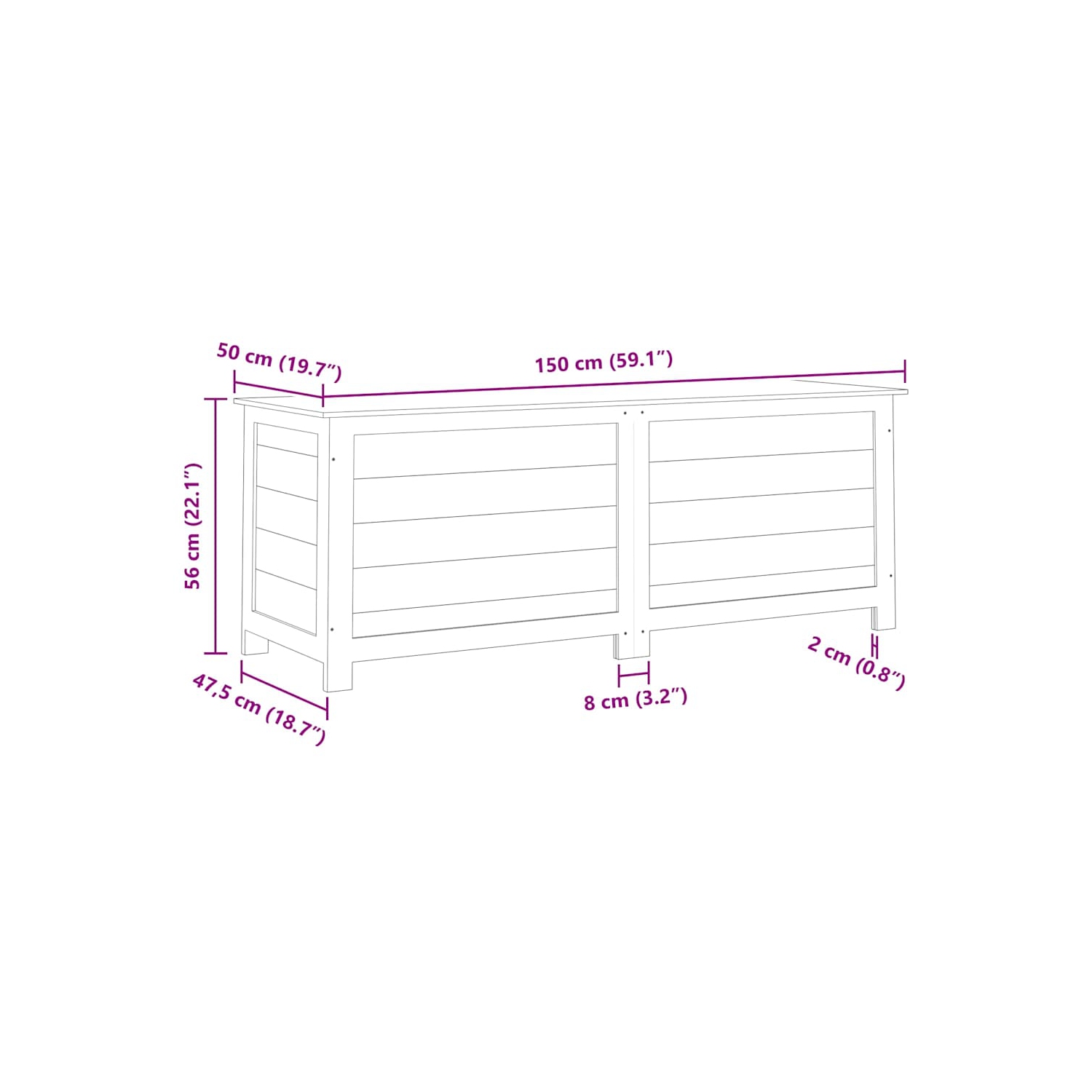 vidaXL Outdoor Cushion Box Brown 150x50x56 cm Solid Wood Fir