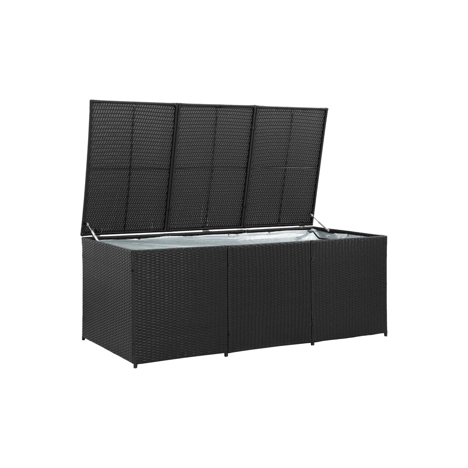 vidaXL Patio Storage Box Poly Rattan 70.8"x35.4"x29.5" Black