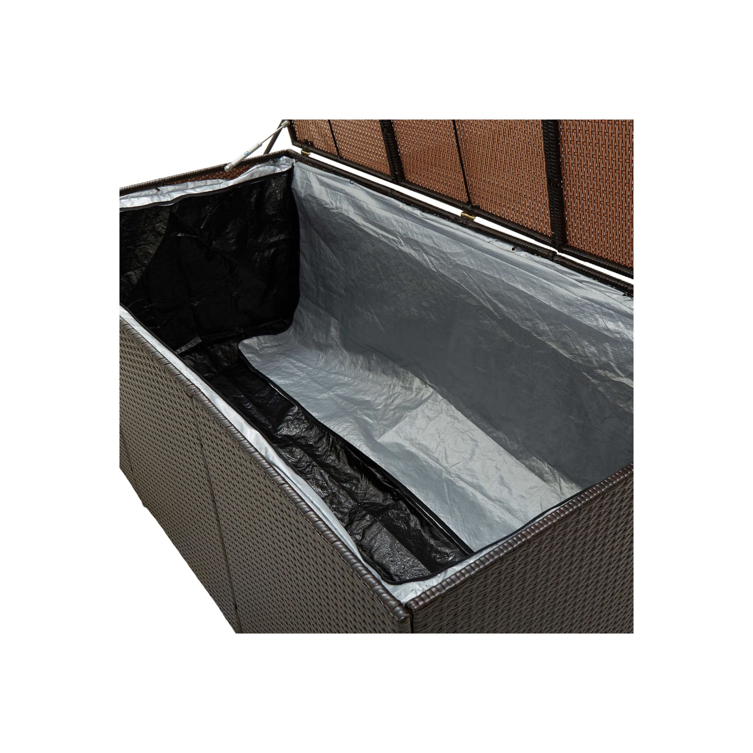 Boîte de rangement pour patio en poly rotin de 70,8 x x35,4 x x29,5 po brun