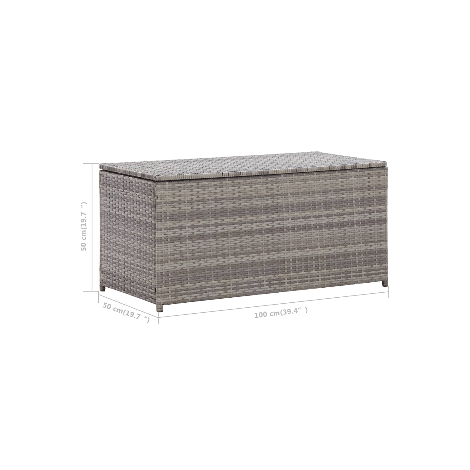 vidaXL Patio Storage Box Poly Rattan 39.4"x19.7"x19.7" Gray
