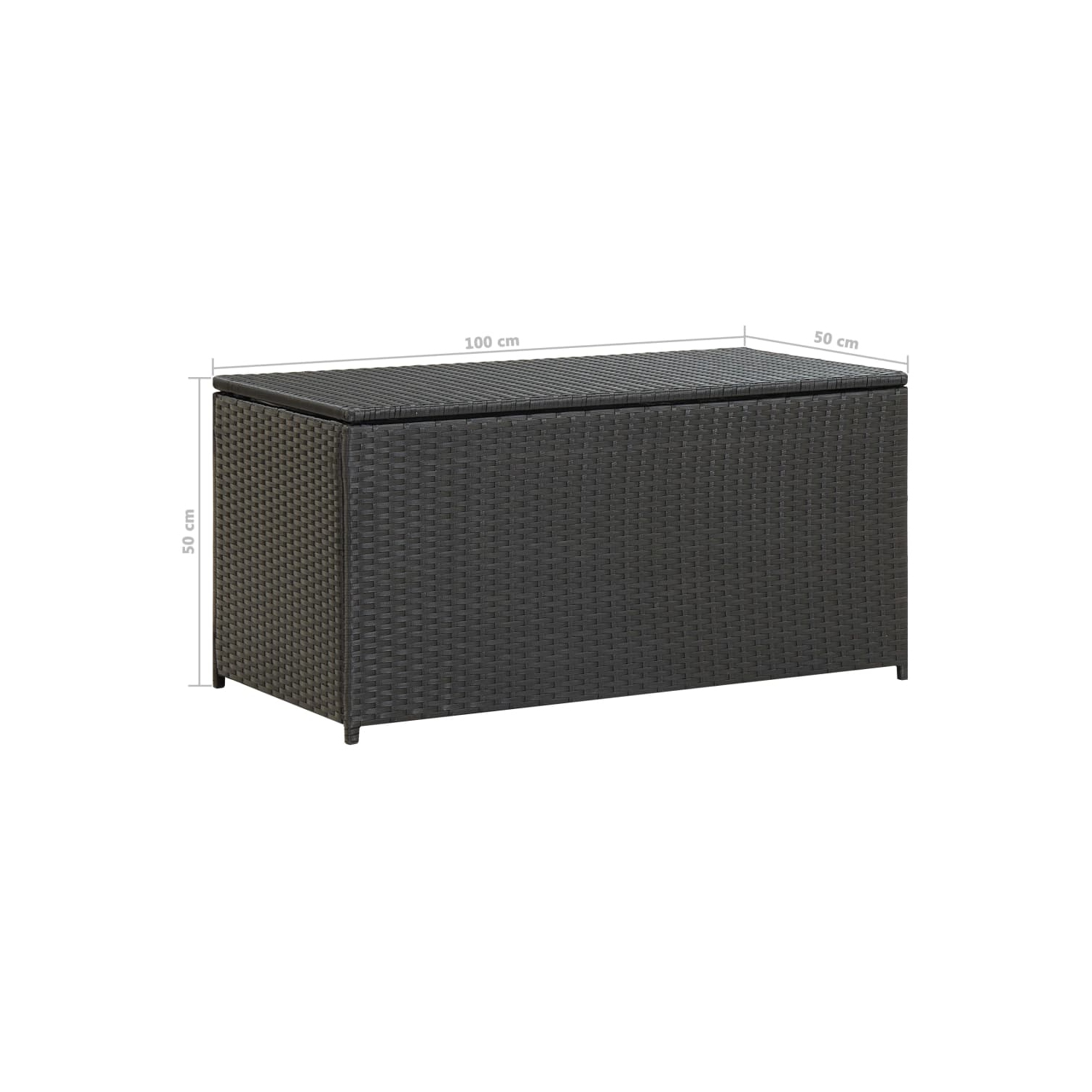 vidaXL Patio Storage Box Poly Rattan 39.3"x19.6"x19.6" Black