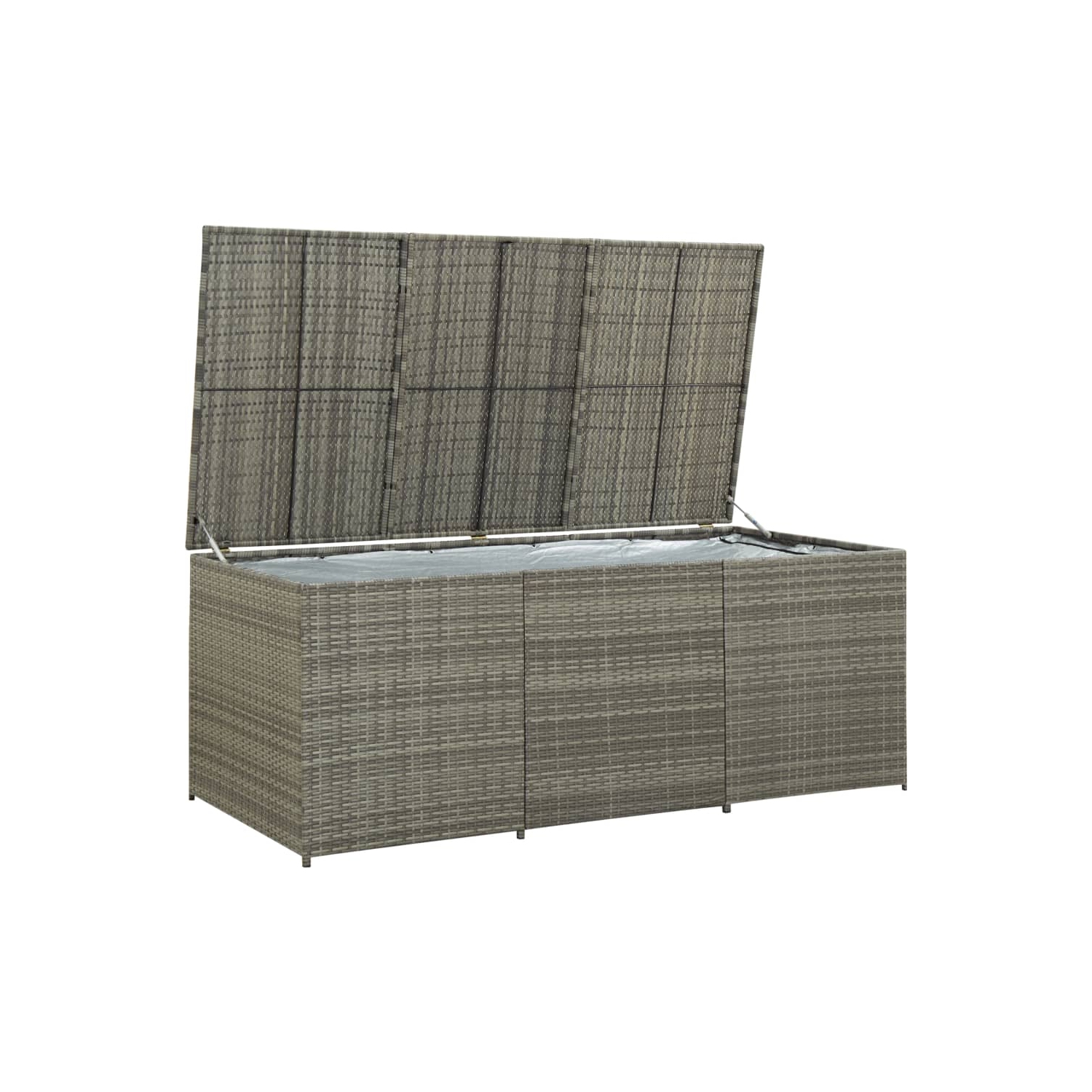 vidaXL Patio Storage Box Poly Rattan 70.9"x35.4"x29.5" Gray
