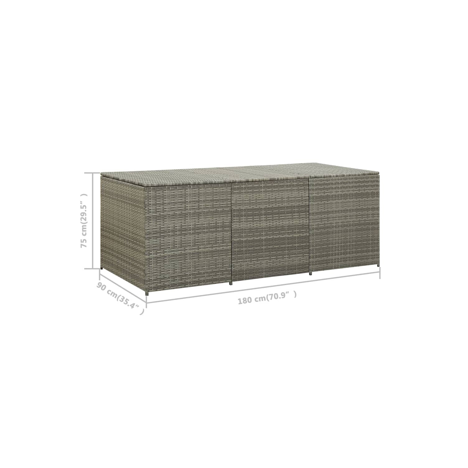 vidaXL Patio Storage Box Poly Rattan 70.9"x35.4"x29.5" Gray