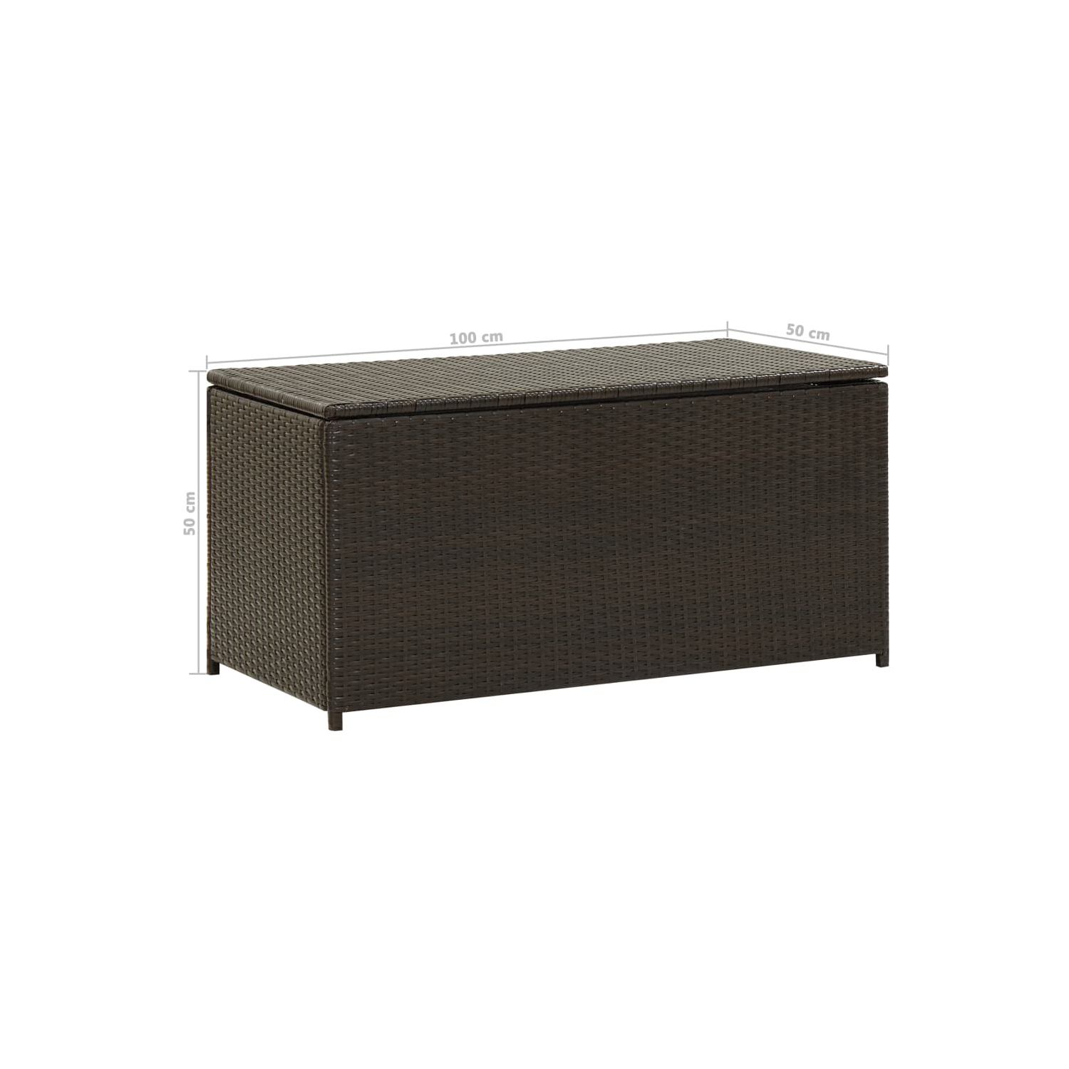 vidaXL Patio Storage Box Poly Rattan 39.3"x19.6"x19.6" Brown