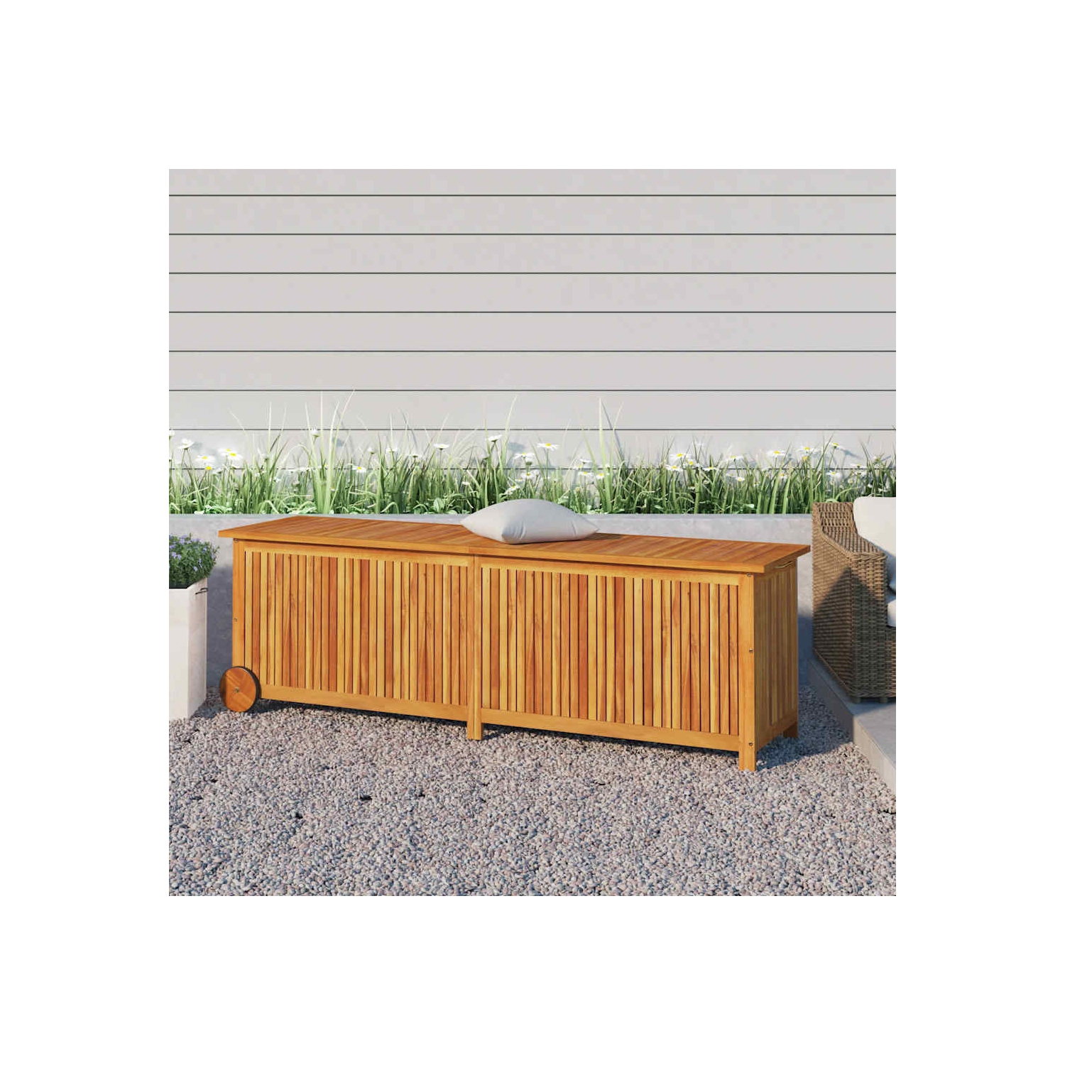 vidaXL Garden Storage Box with Wheels 150x50x58 cm Solid Wood Acacia