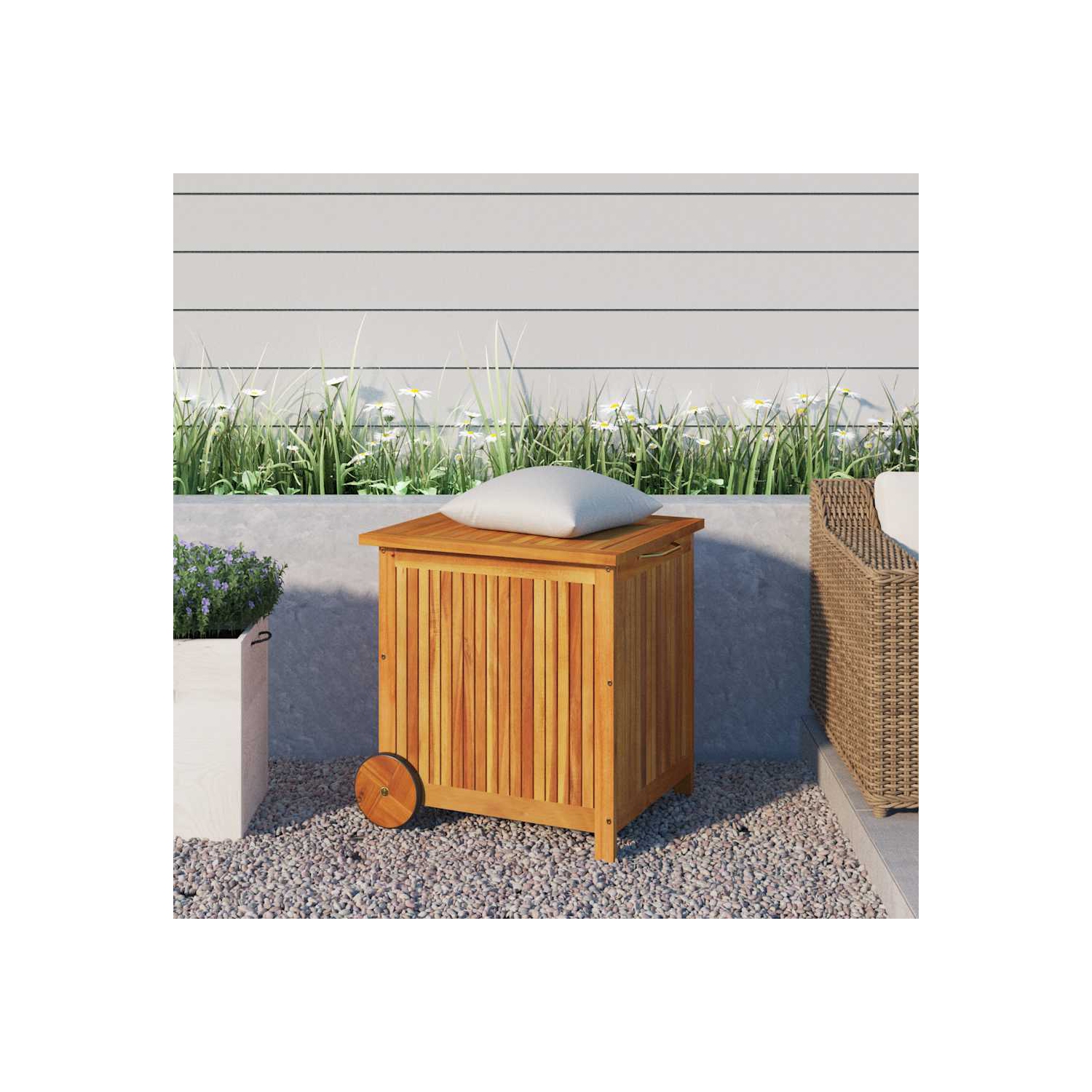 vidaXL Garden Storage Box with Wheels 60x50x58 cm Solid Wood Acacia