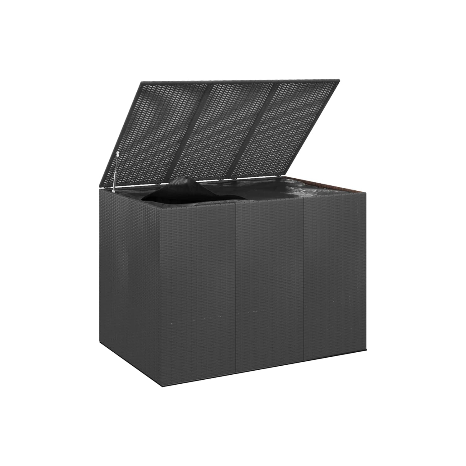 vidaXL Garden Cushion Box PE Rattan 145x100x103 cm Black