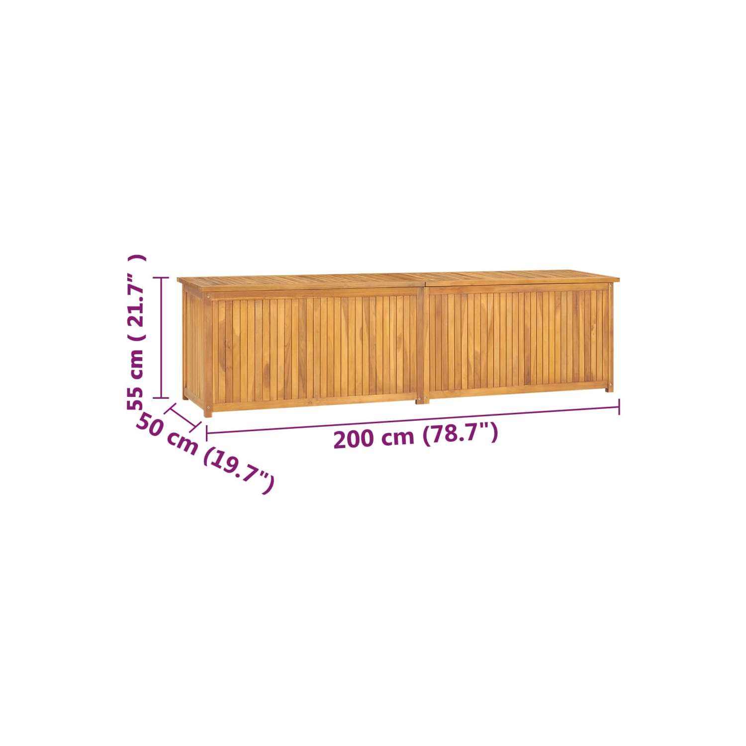 vidaXL Garden Box 200x50x55 cm Solid Wood Teak
