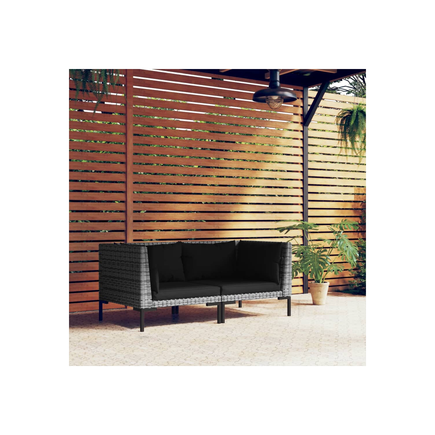 vidaXL Garden Sofas 2pcs with Cushions Half Round Poly Rattan