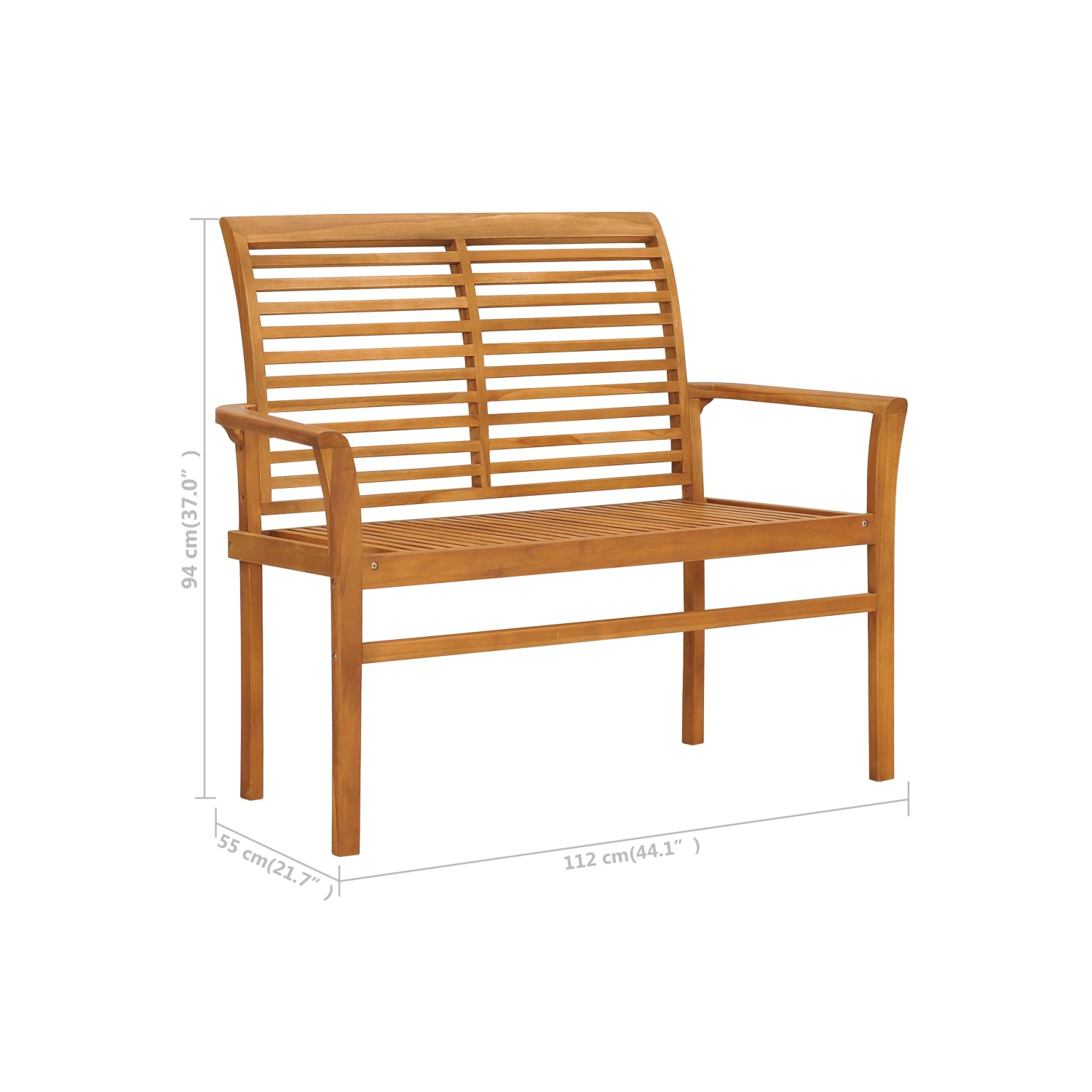 vidaXL Garden Bench with Anthracite Cushion 112 cm Solid Teak Wood