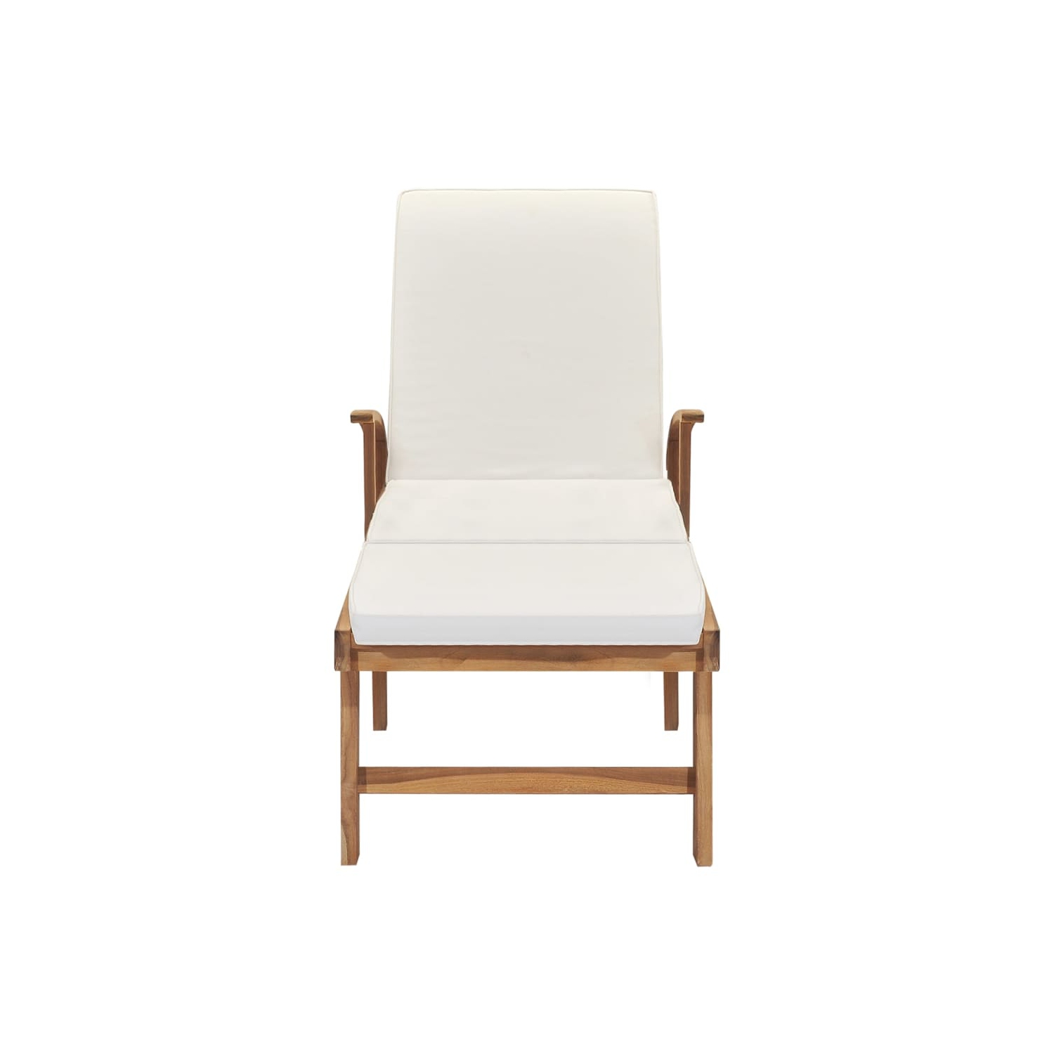 Chaise longue pour soleil avec coussin en teck massif crème